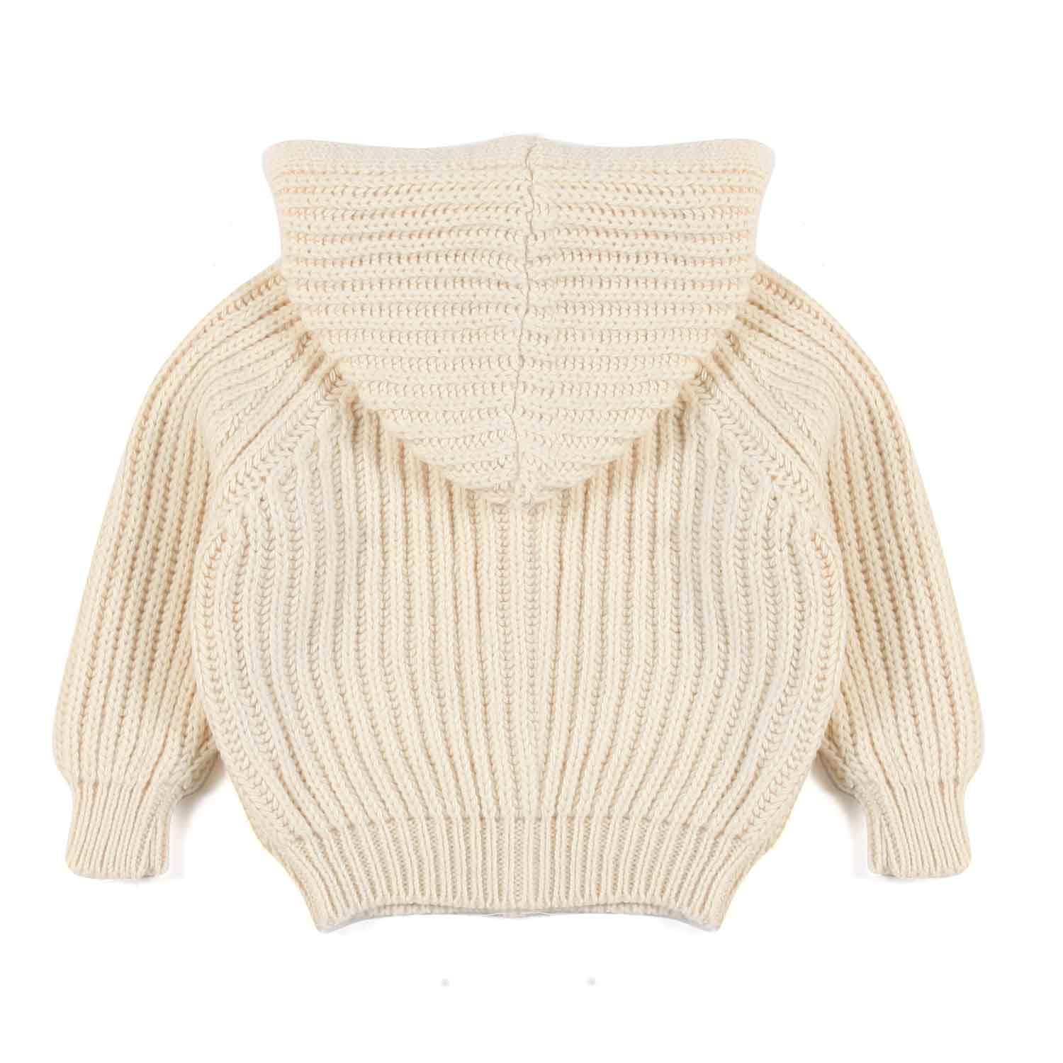 CARDIGAN UNISEX ANIOL ECRU CON CAPPUCCIO - annameglio.com abbigliamento moda