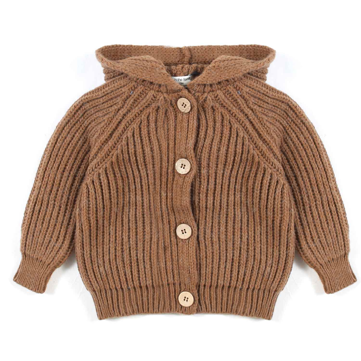 CARDIGAN UNISEX ANIOL CARAMELLO CON CAPPUCCIO - annameglio.com abbigliamento moda