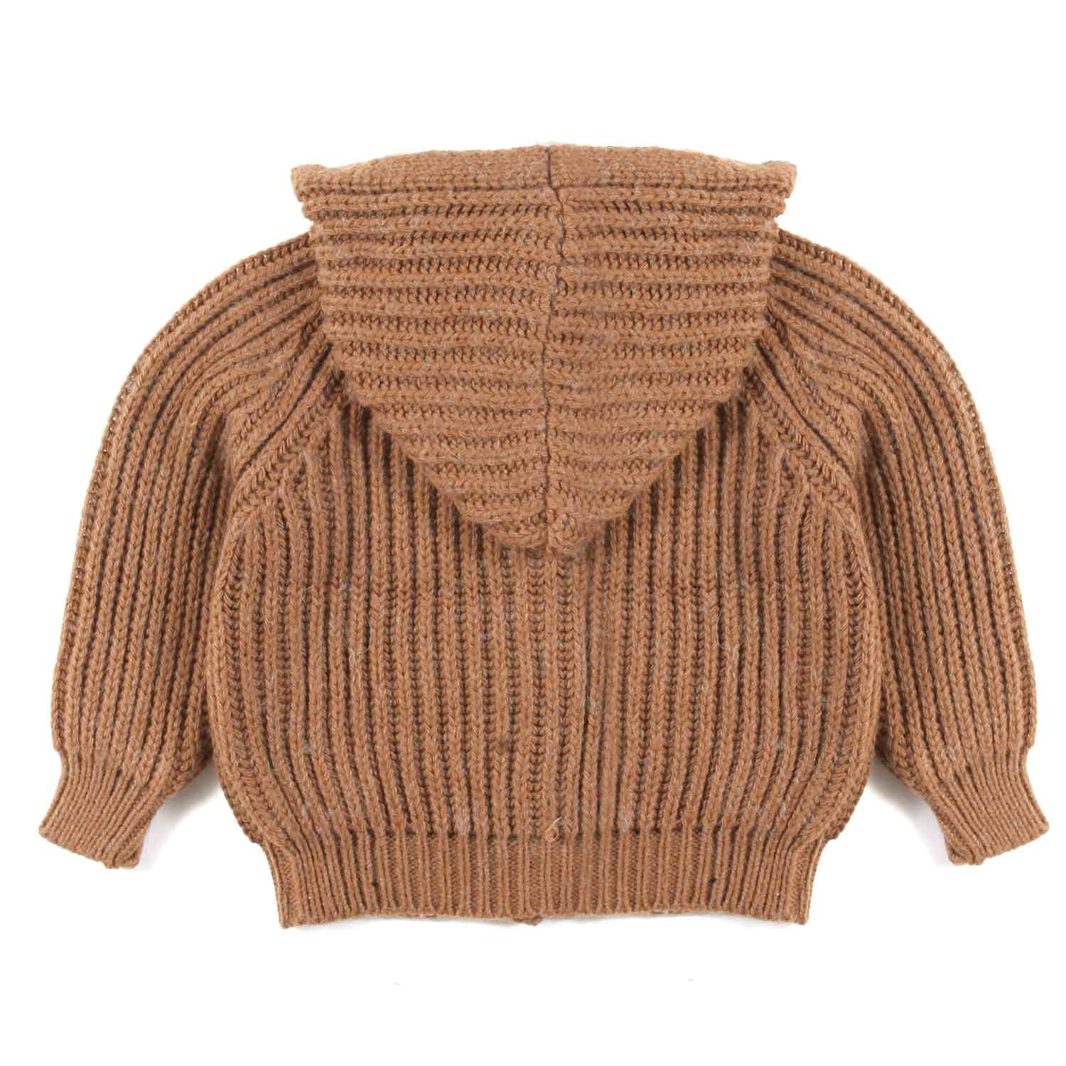 CARDIGAN UNISEX ANIOL CARAMELLO CON CAPPUCCIO - annameglio.com abbigliamento moda
