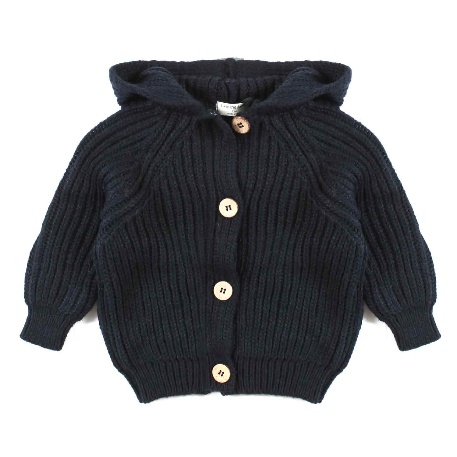 CARDIGAN UNISEX ANIOL BLU NAVY CON CAPPUCCIO - annameglio.com abbigliamento moda
