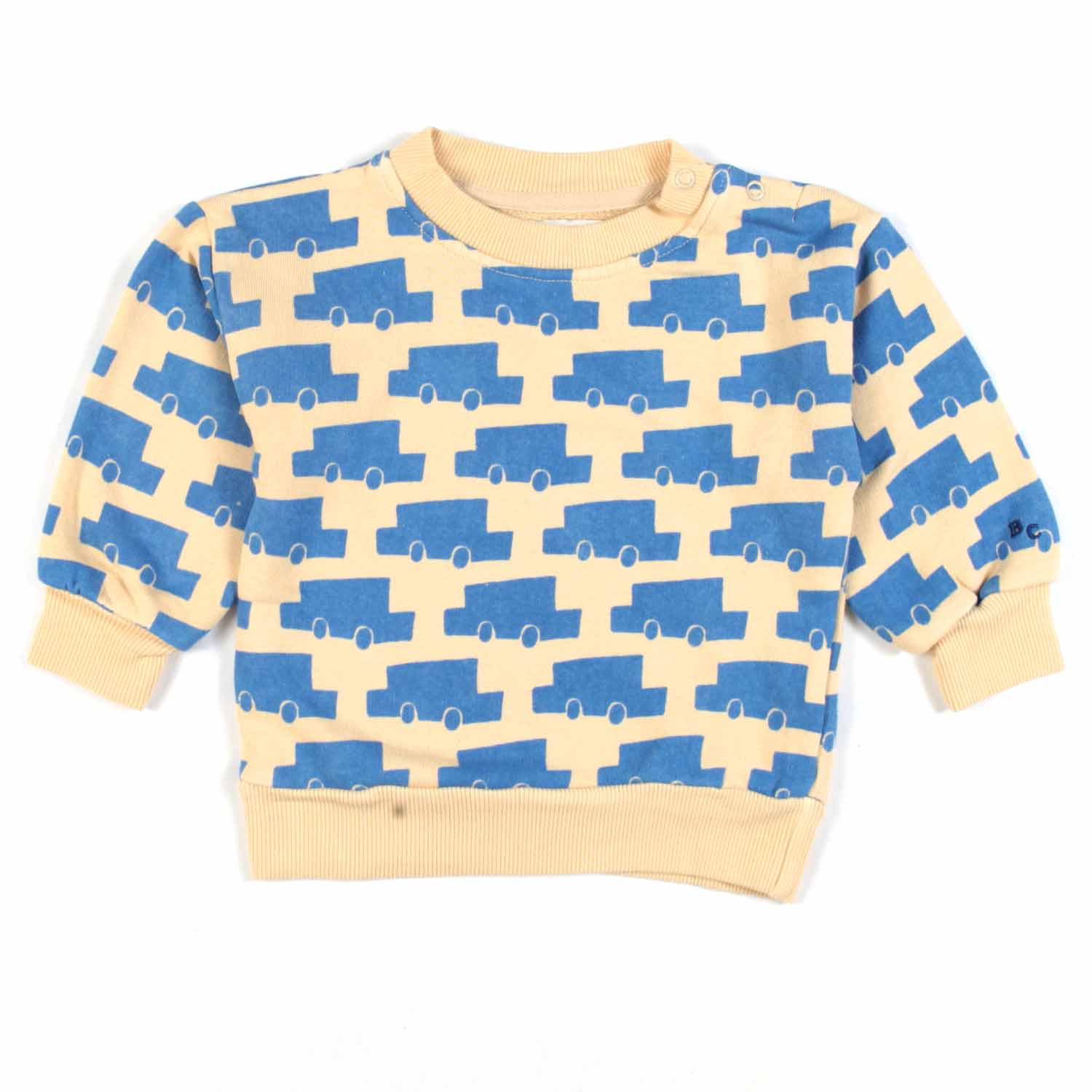 FELPA BIMBO CREMA CON MACCHININE AZZURRE - annameglio.com abbigliamento moda