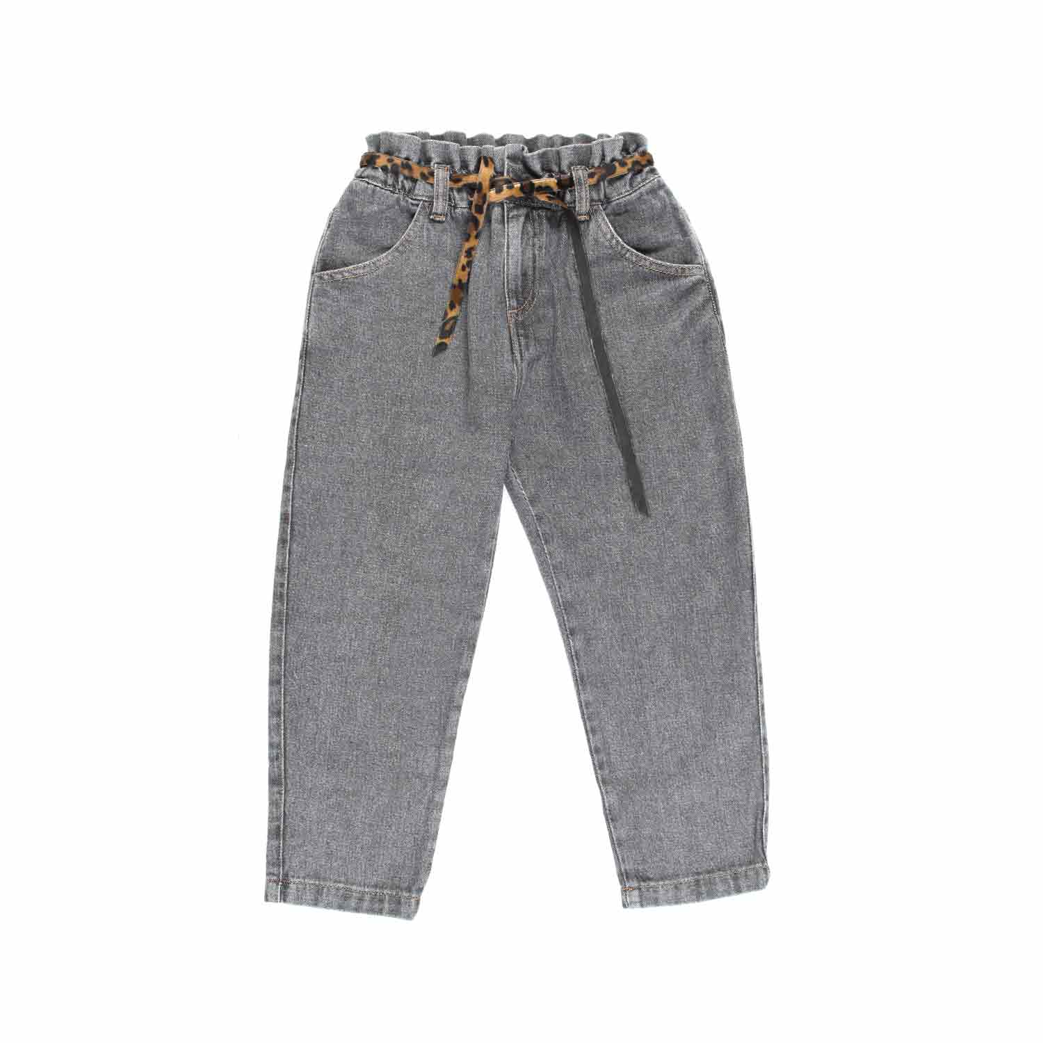 JEANS GRIGIO CON CINTA ANIMALIER BAMBINA E TEEN - annameglio.com abbigliamento moda