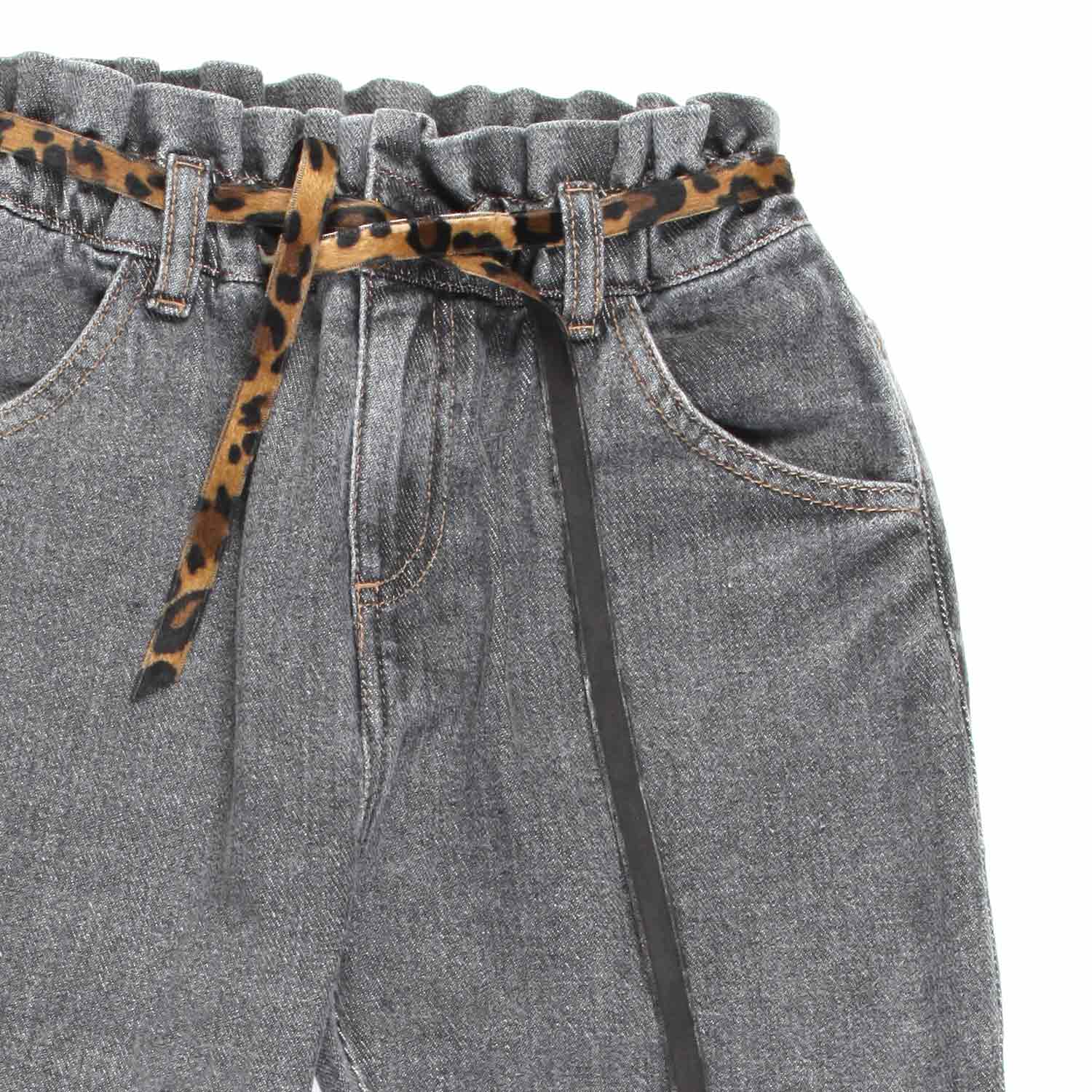 JEANS GRIGIO CON CINTA ANIMALIER BAMBINA E TEEN - annameglio.com abbigliamento moda