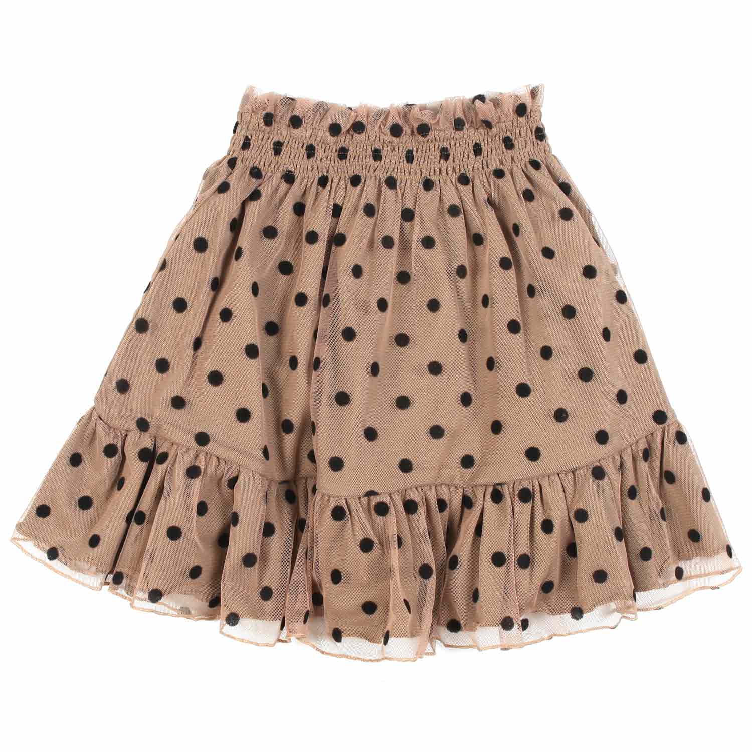 GONNA NOCCIOLA CON POIS NERI BAMBINA E TEEN - annameglio.com abbigliamento moda