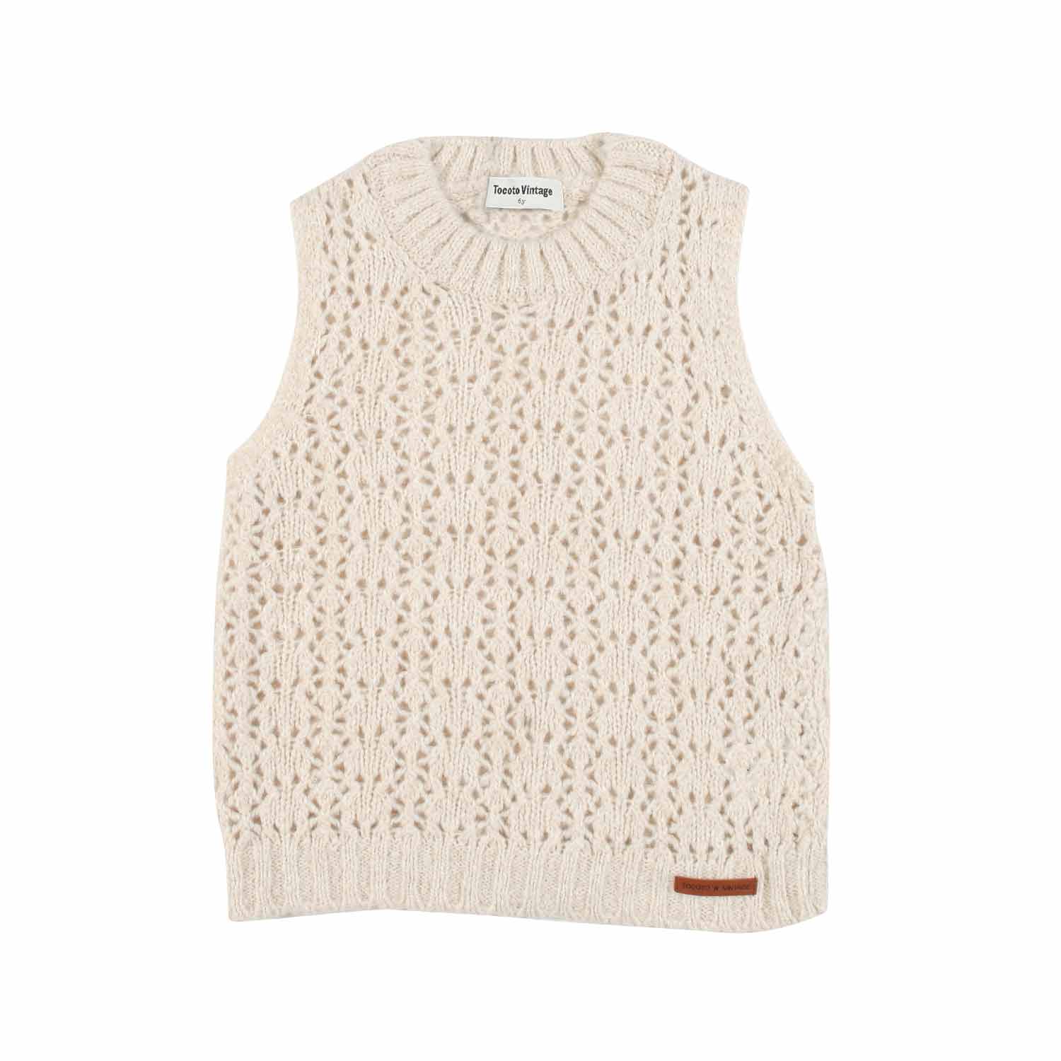 GILET ECRU IN MAGLIA TRAFORATA BAMBINA - annameglio.com abbigliamento moda