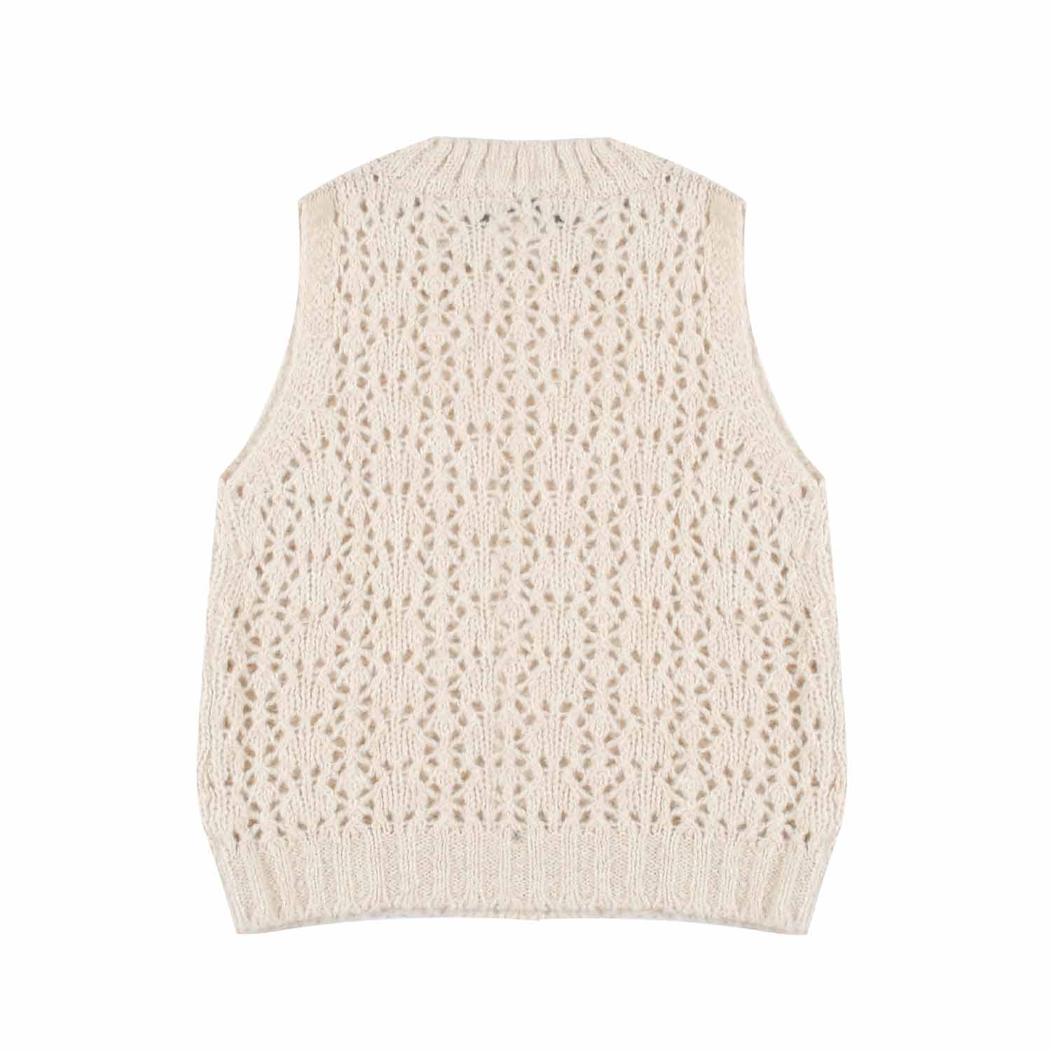 GILET ECRU IN MAGLIA TRAFORATA BAMBINA - annameglio.com abbigliamento moda