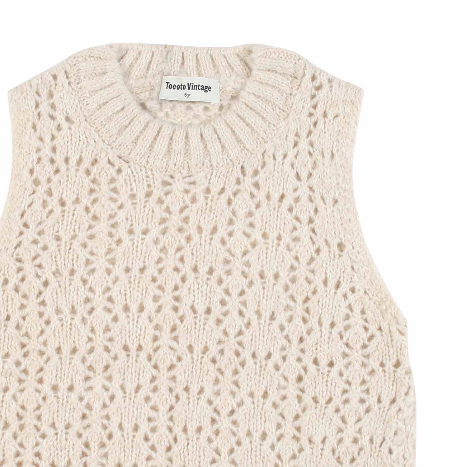 GILET ECRU IN MAGLIA TRAFORATA BAMBINA - annameglio.com abbigliamento moda