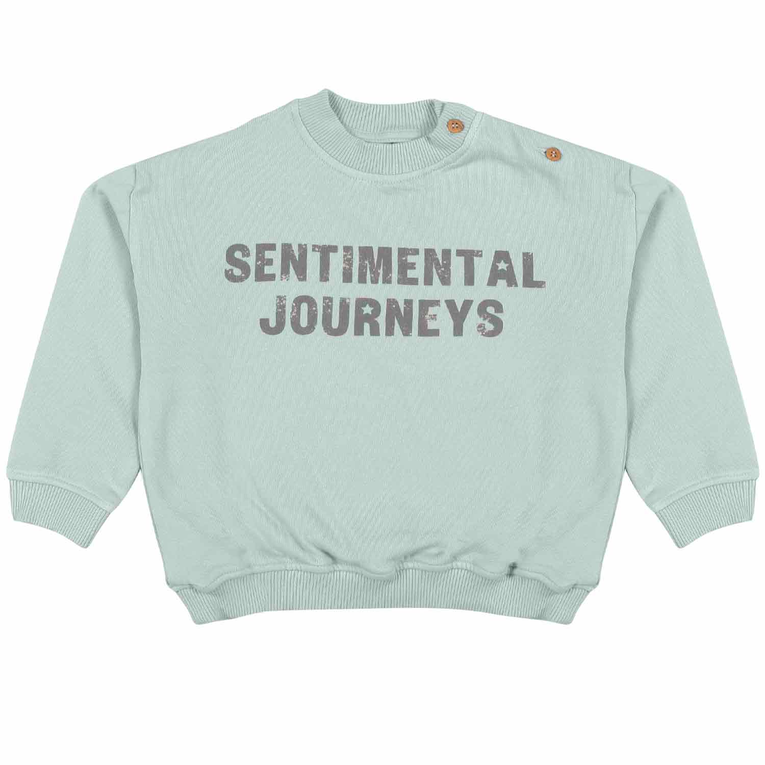 FELPA VERDE TIFFANY CON LETTERING GRIGIO BIMBA - annameglio.com abbigliamento moda