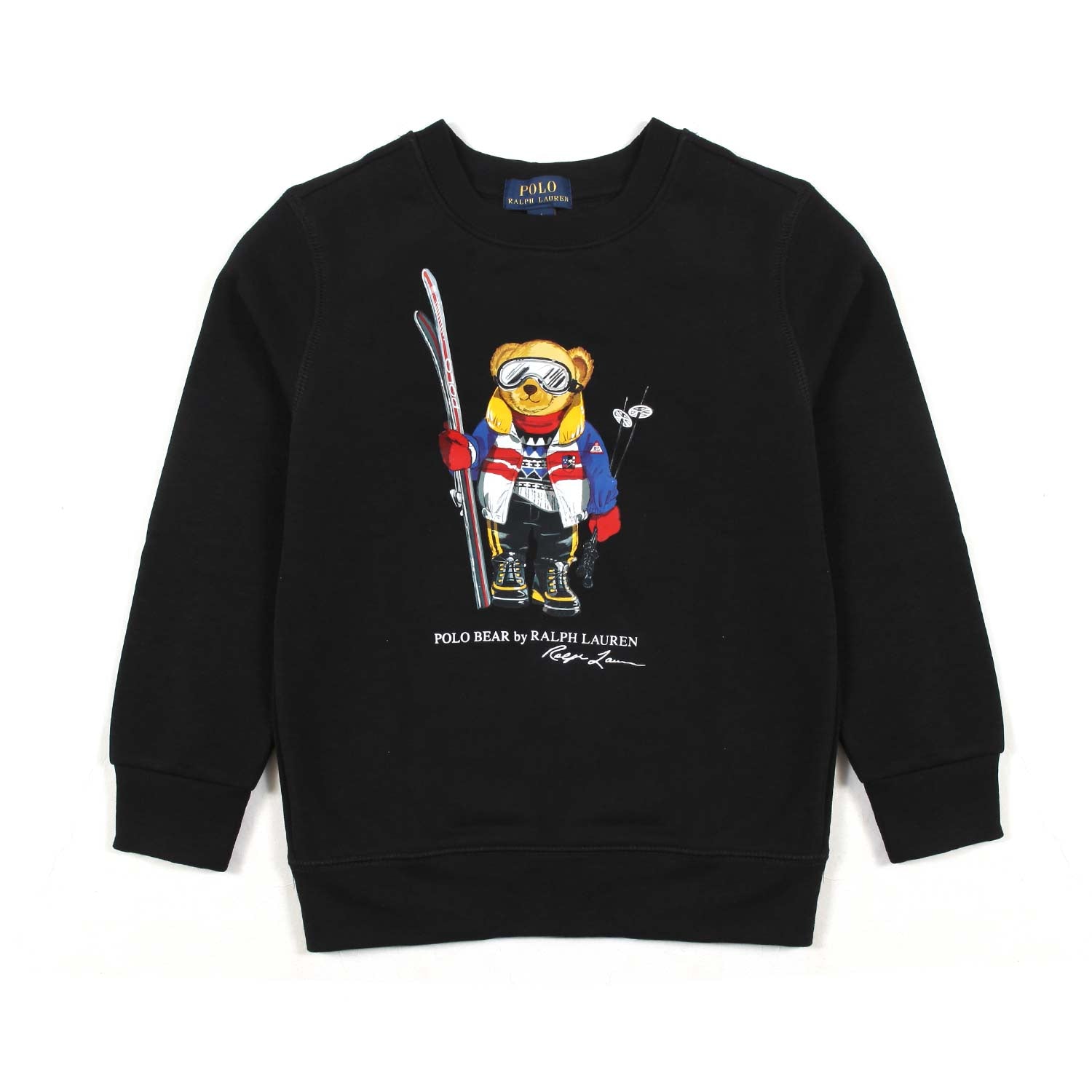 FELPA NERA CON STAMPA POLO BEAR SCIATORE - annameglio.com abbigliamento moda