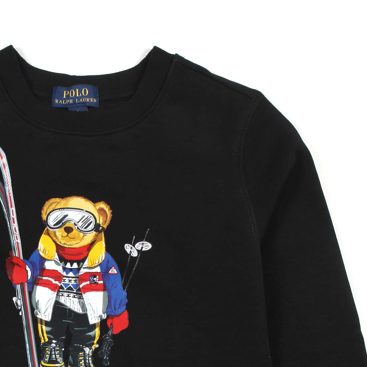 FELPA NERA CON STAMPA POLO BEAR SCIATORE - annameglio.com abbigliamento moda