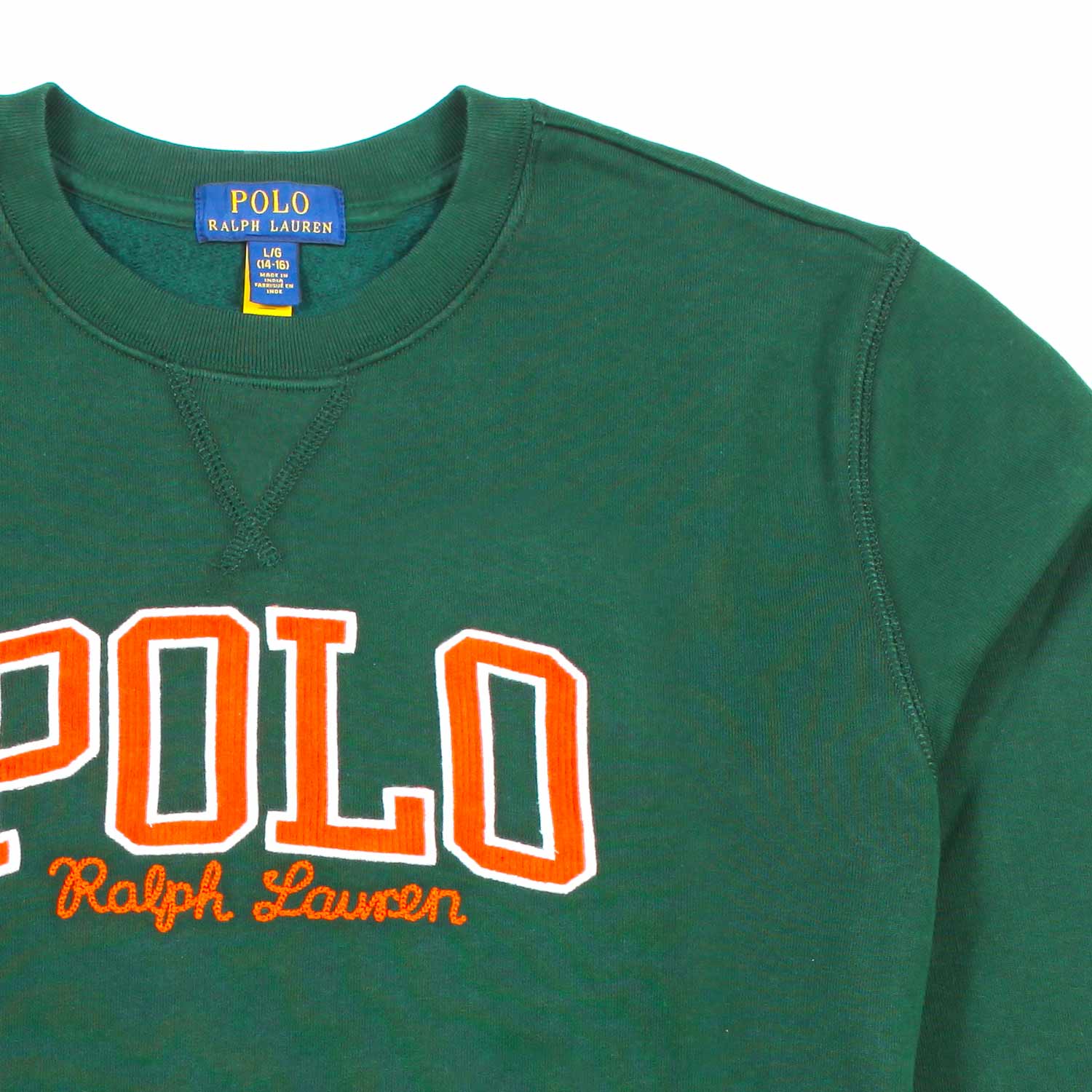 FELPA UNISEX VERDE CON LOGO POLO ARANCIONE - annameglio.com abbigliamento moda