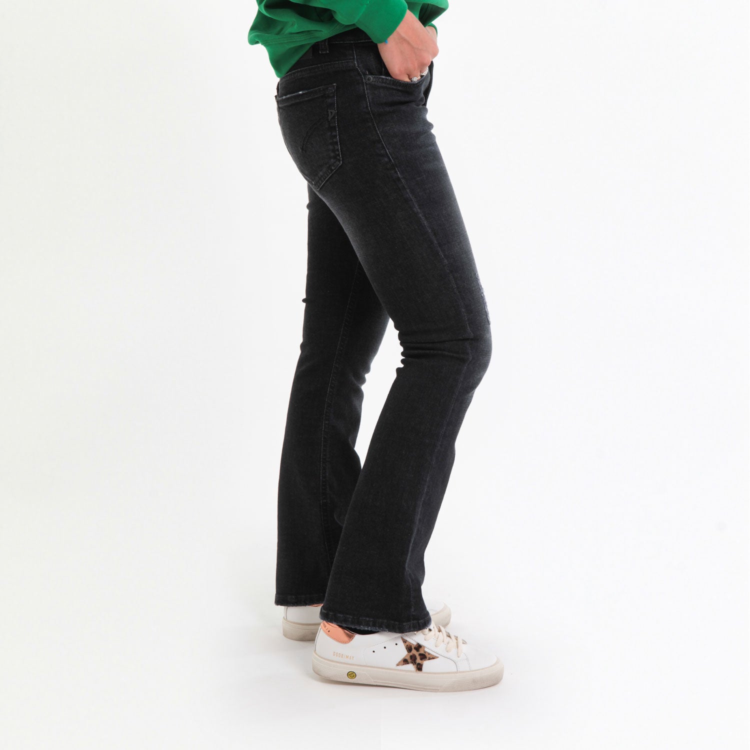 JEANS NERO A ZAMPA BAMBINA E TEENAGER - annameglio.com abbigliamento moda