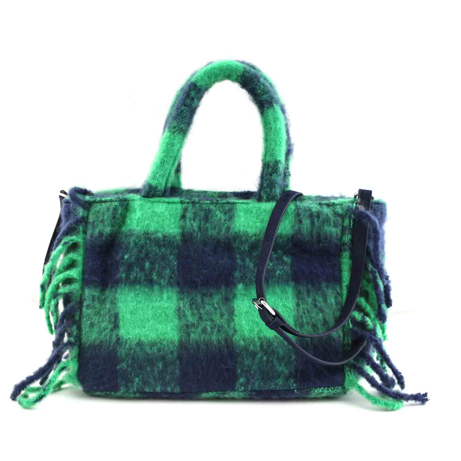 BORSA COLETTE VERDE E BLU A QUADRI - annameglio.com abbigliamento moda