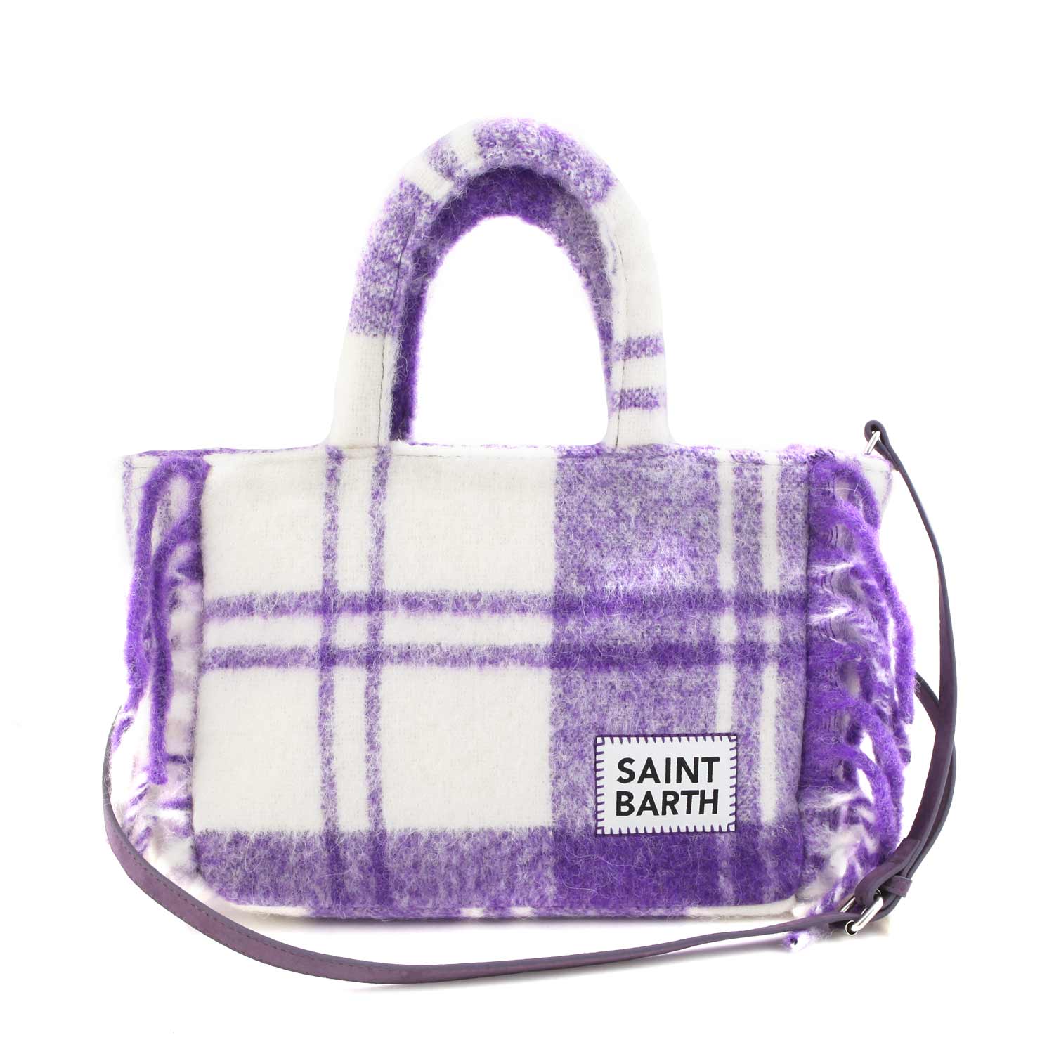 BORSA COLETTE BLANKET TARTAN VIOLA E BIANCA - annameglio.com abbigliamento moda