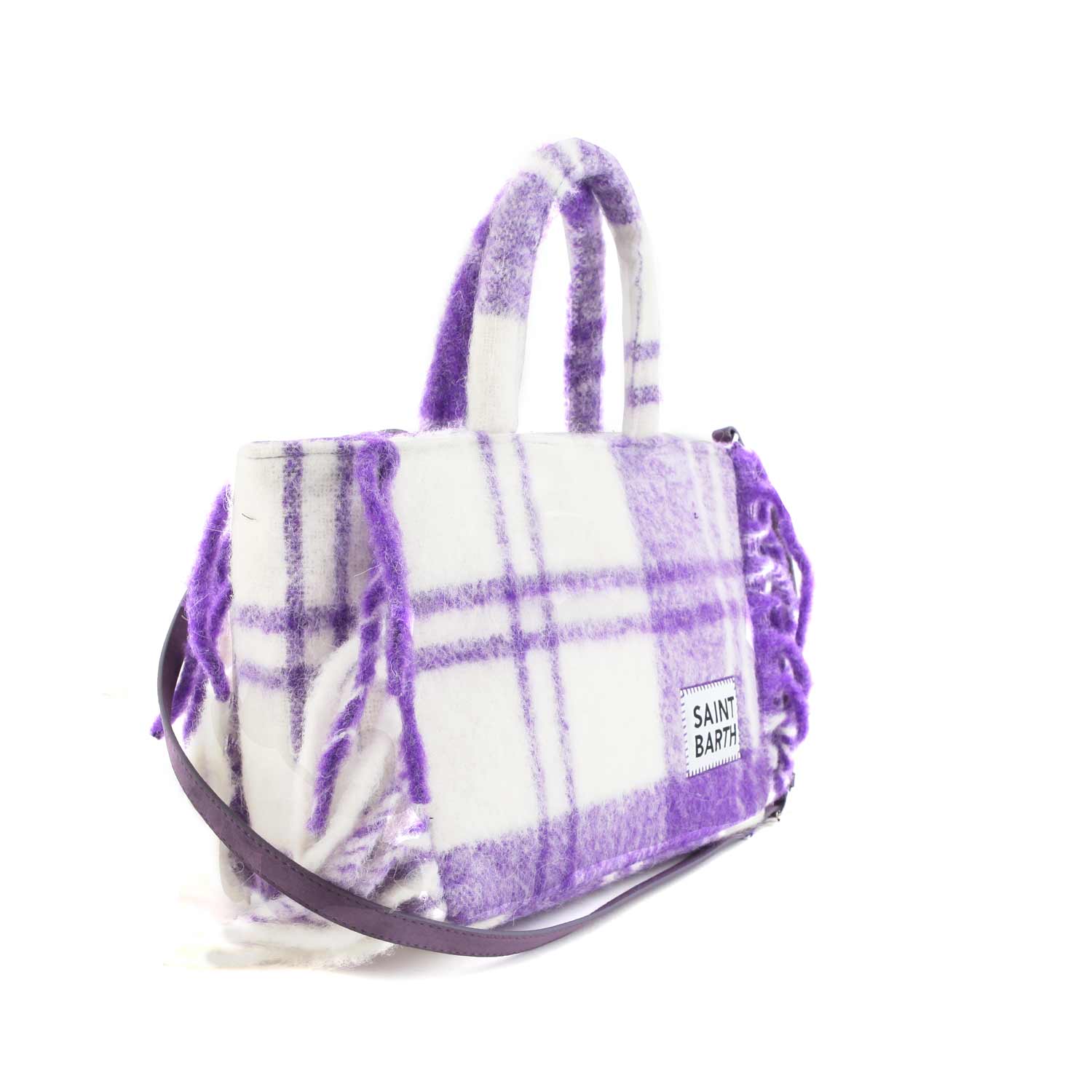 BORSA COLETTE BLANKET TARTAN VIOLA E BIANCA - annameglio.com abbigliamento moda