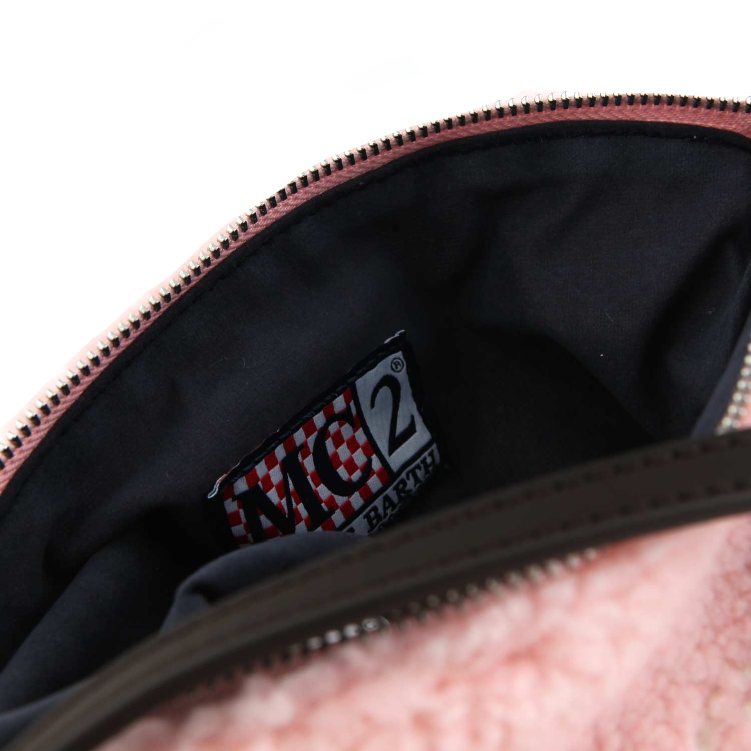 BORSETTA PARISIENNE SHERPA ROSA CON LOGHI BIANCHI - annameglio.com abbigliamento moda