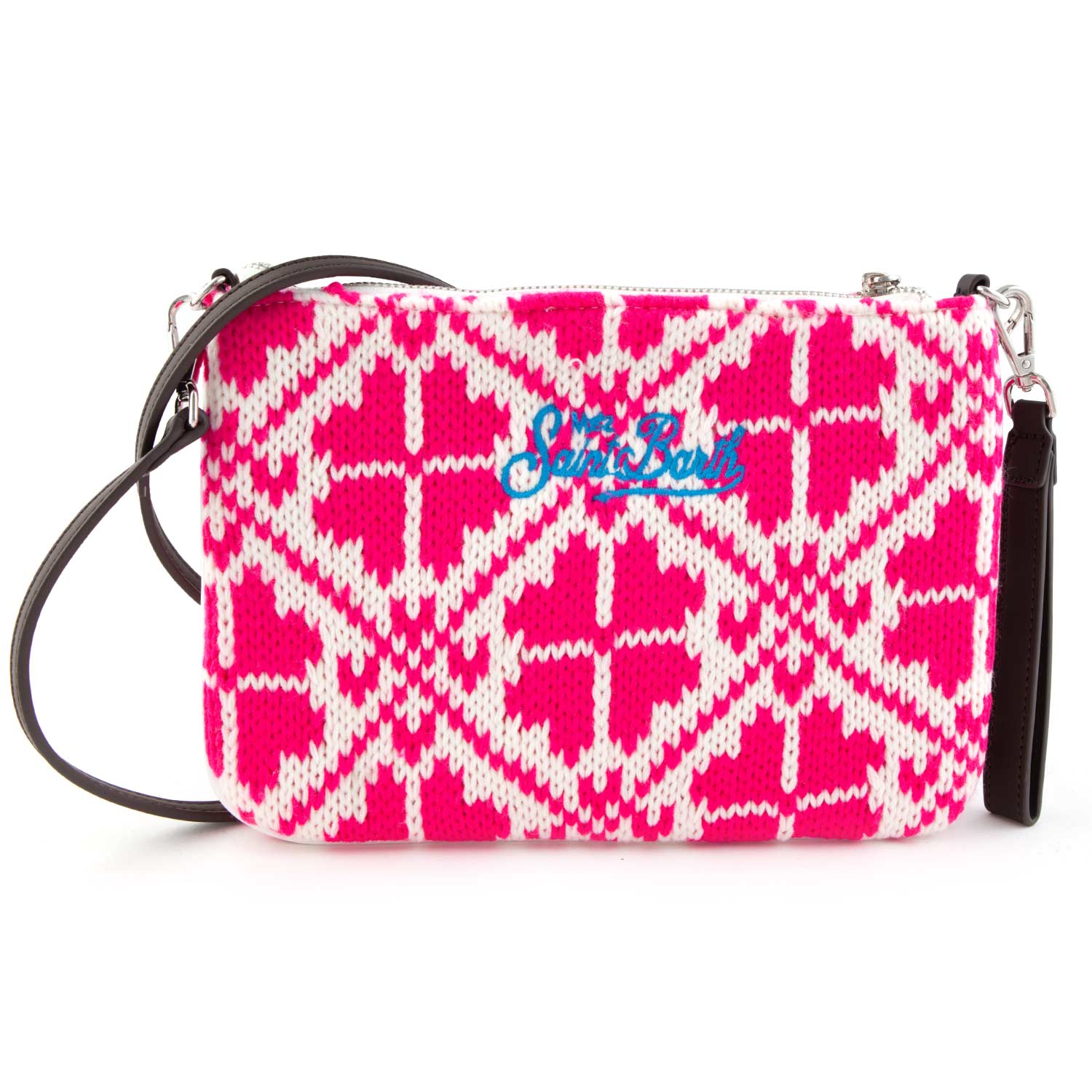 BORSETTA PARISIENNE TRICOT BIANCA E FUCSIA - annameglio.com abbigliamento moda