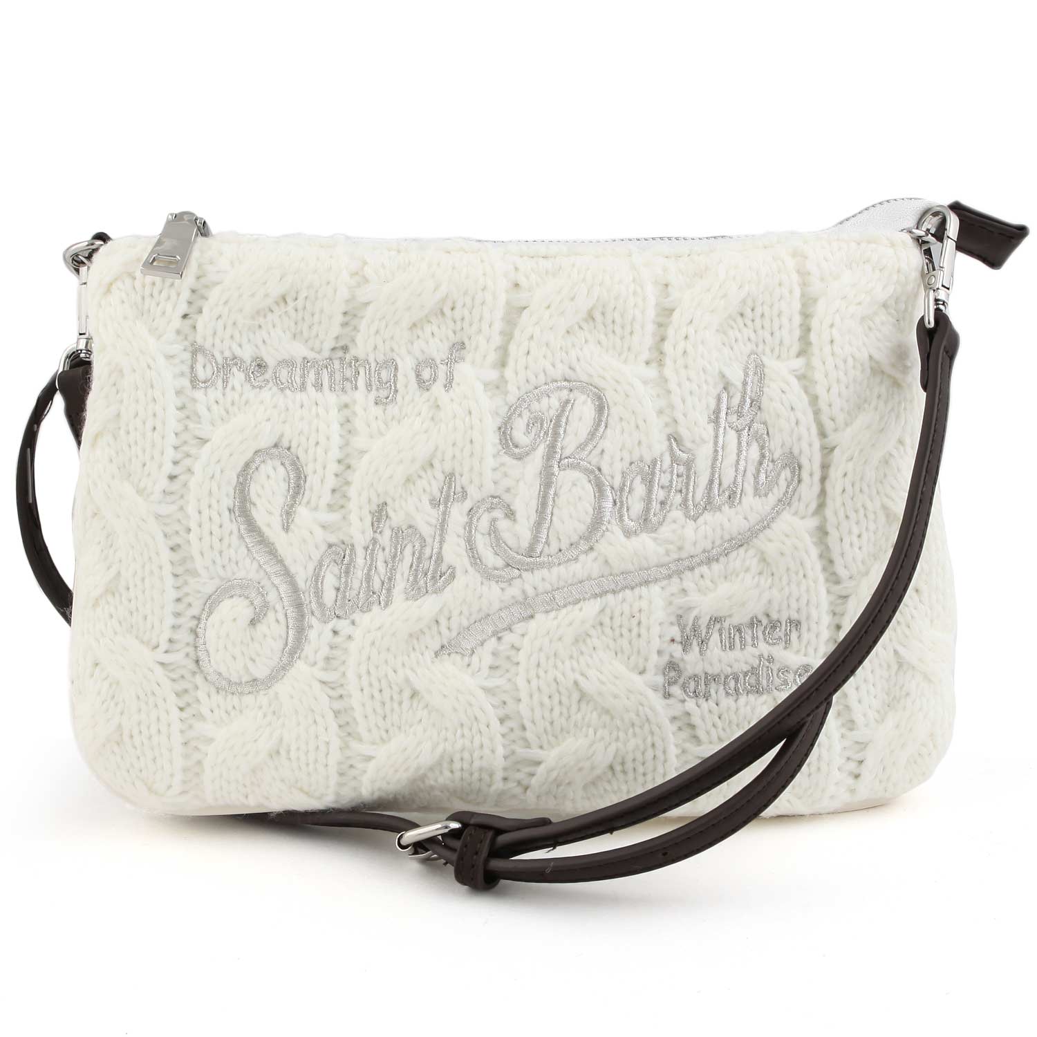 BORSETTA PARISIENNE TRICOT A TRECCE BIANCA - annameglio.com abbigliamento moda