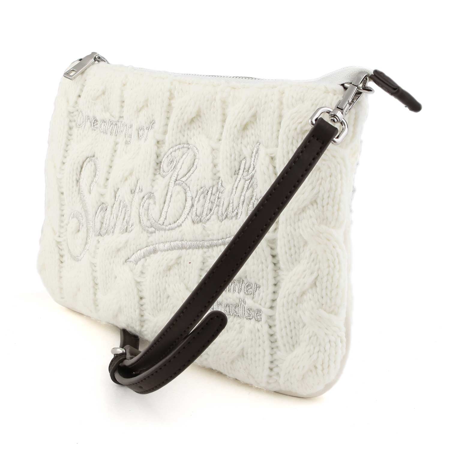 BORSETTA PARISIENNE TRICOT A TRECCE BIANCA - annameglio.com abbigliamento moda