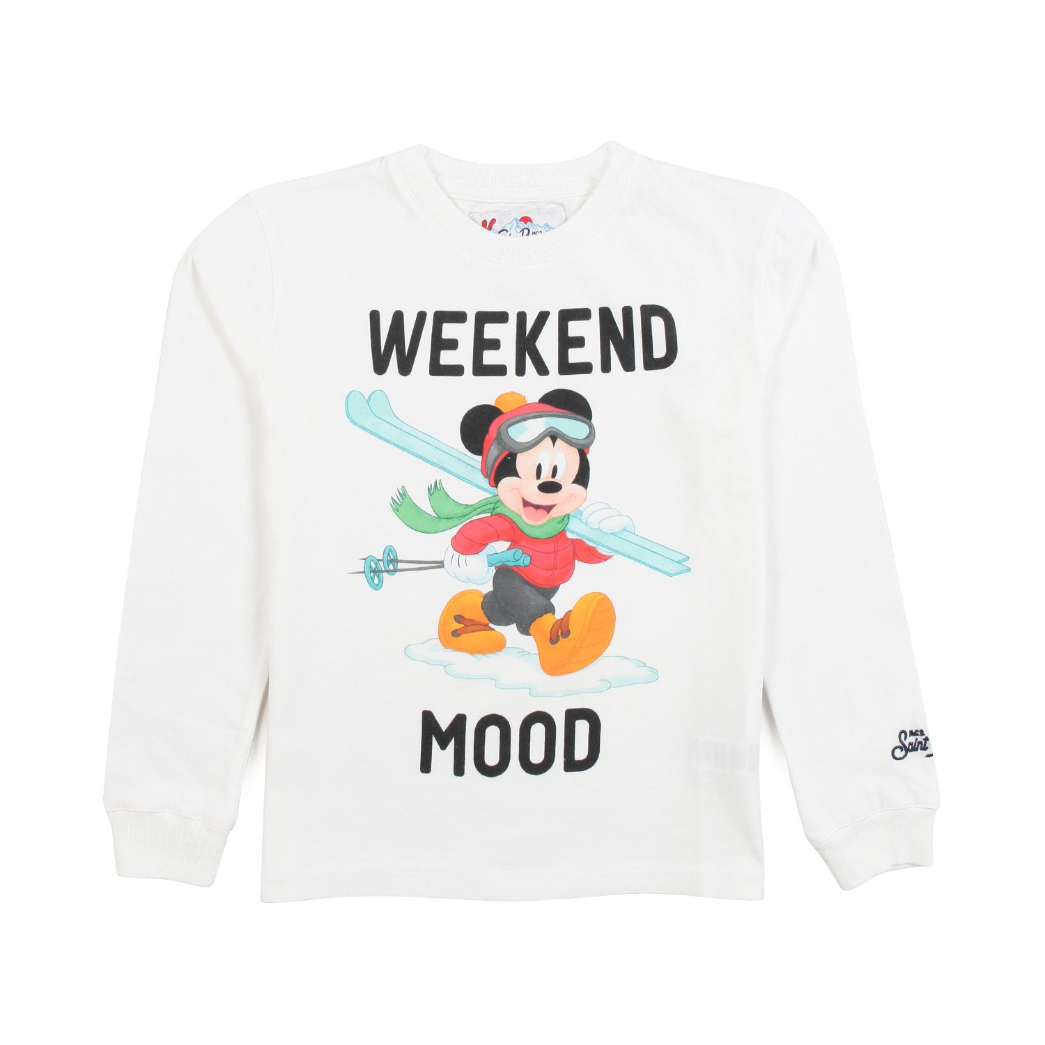 T-SHIRT BIANCA CON MICKEY MOUSE SCIATORE - annameglio.com abbigliamento moda