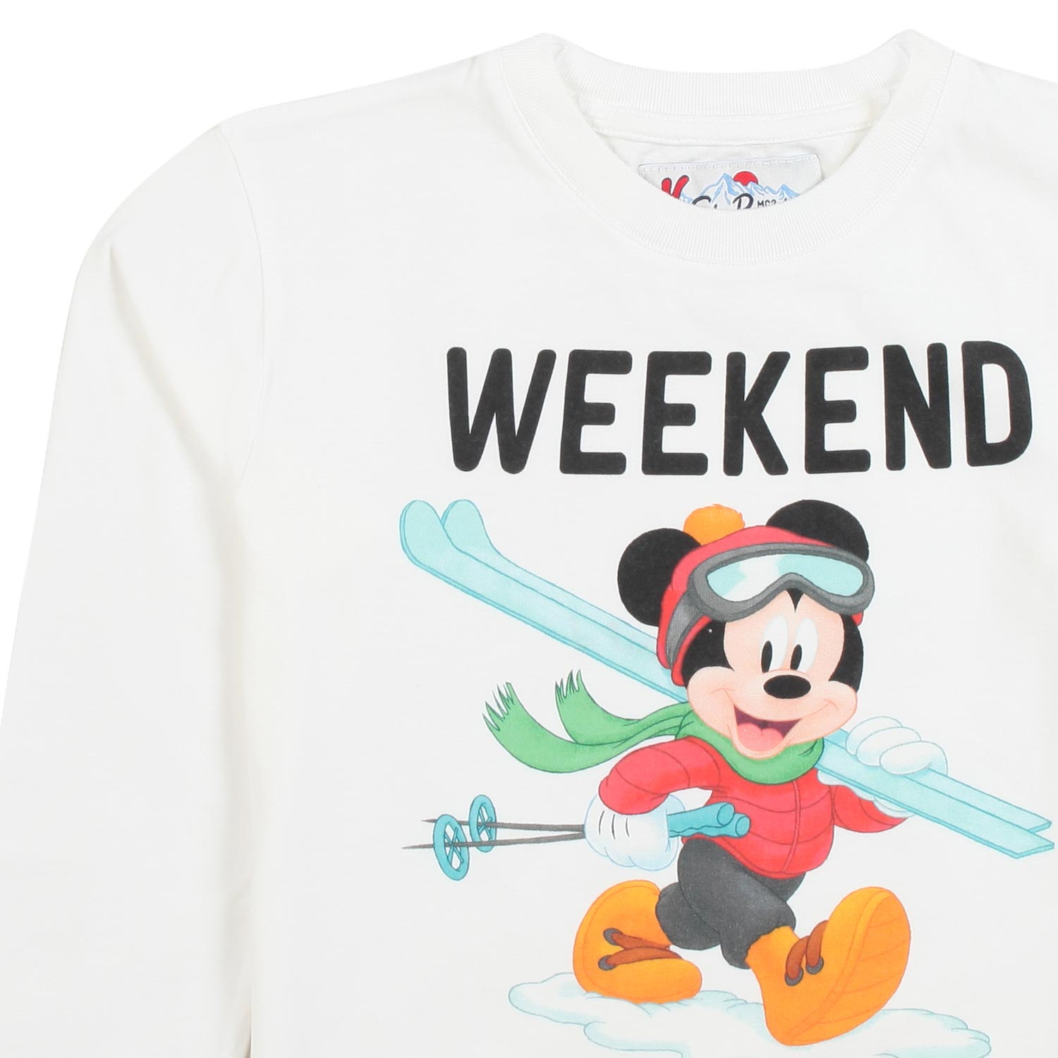 T-SHIRT BIANCA CON MICKEY MOUSE SCIATORE - annameglio.com abbigliamento moda