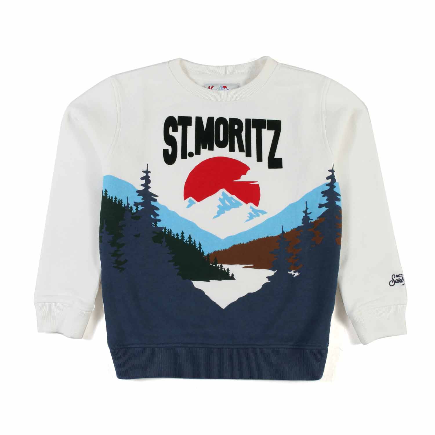 FELPA BIANCA CON STAMPA ST MORITZ - annameglio.com abbigliamento moda