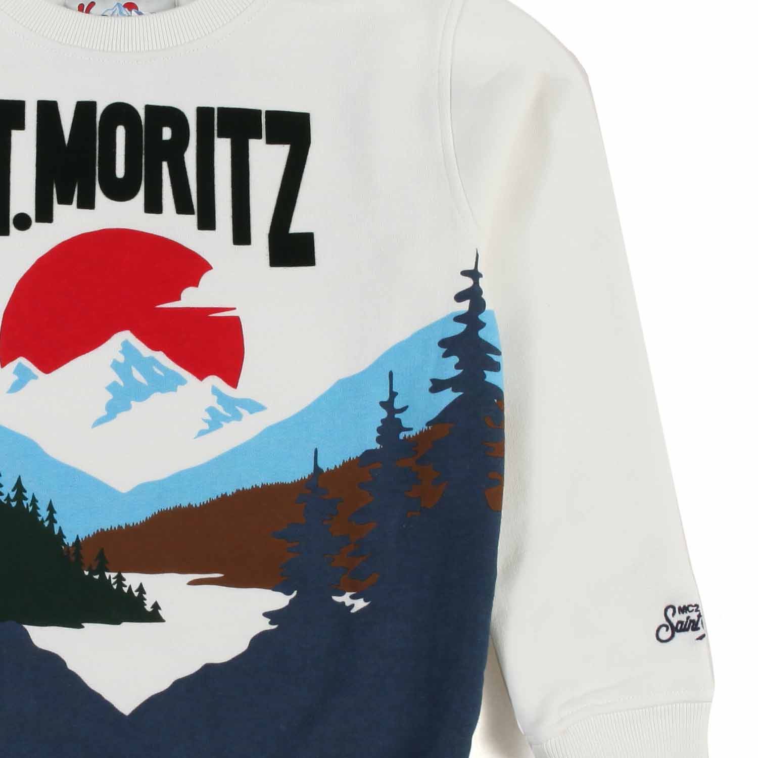 FELPA BIANCA CON STAMPA ST MORITZ - annameglio.com abbigliamento moda