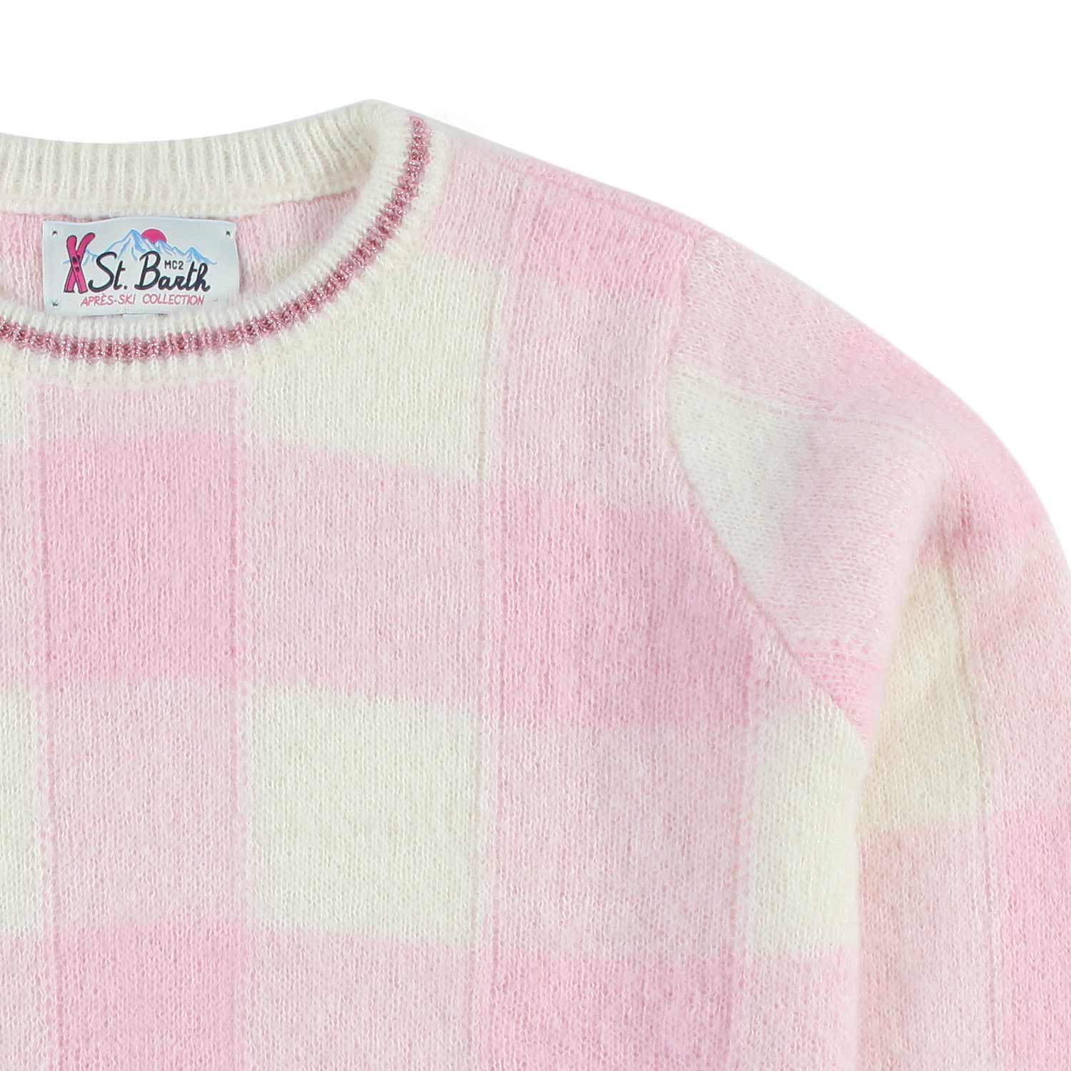 MAGLIONE ROSA E BIANCO A QUADRI BAMBINA E TEEN - annameglio.com abbigliamento moda
