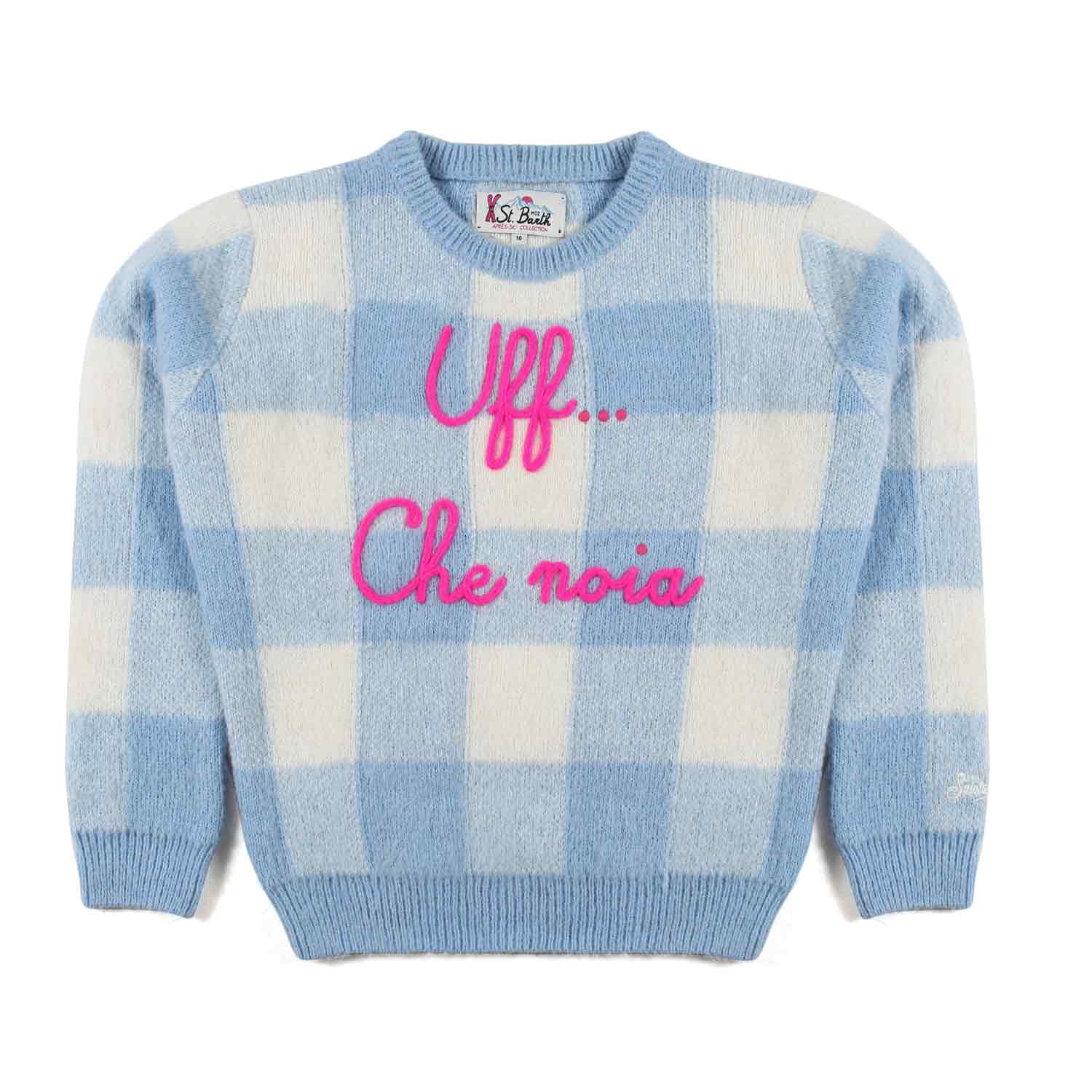 MAGLIONE CELESTE E BIANCO A QUADRI BAMBINA E TEEN - annameglio.com abbigliamento moda