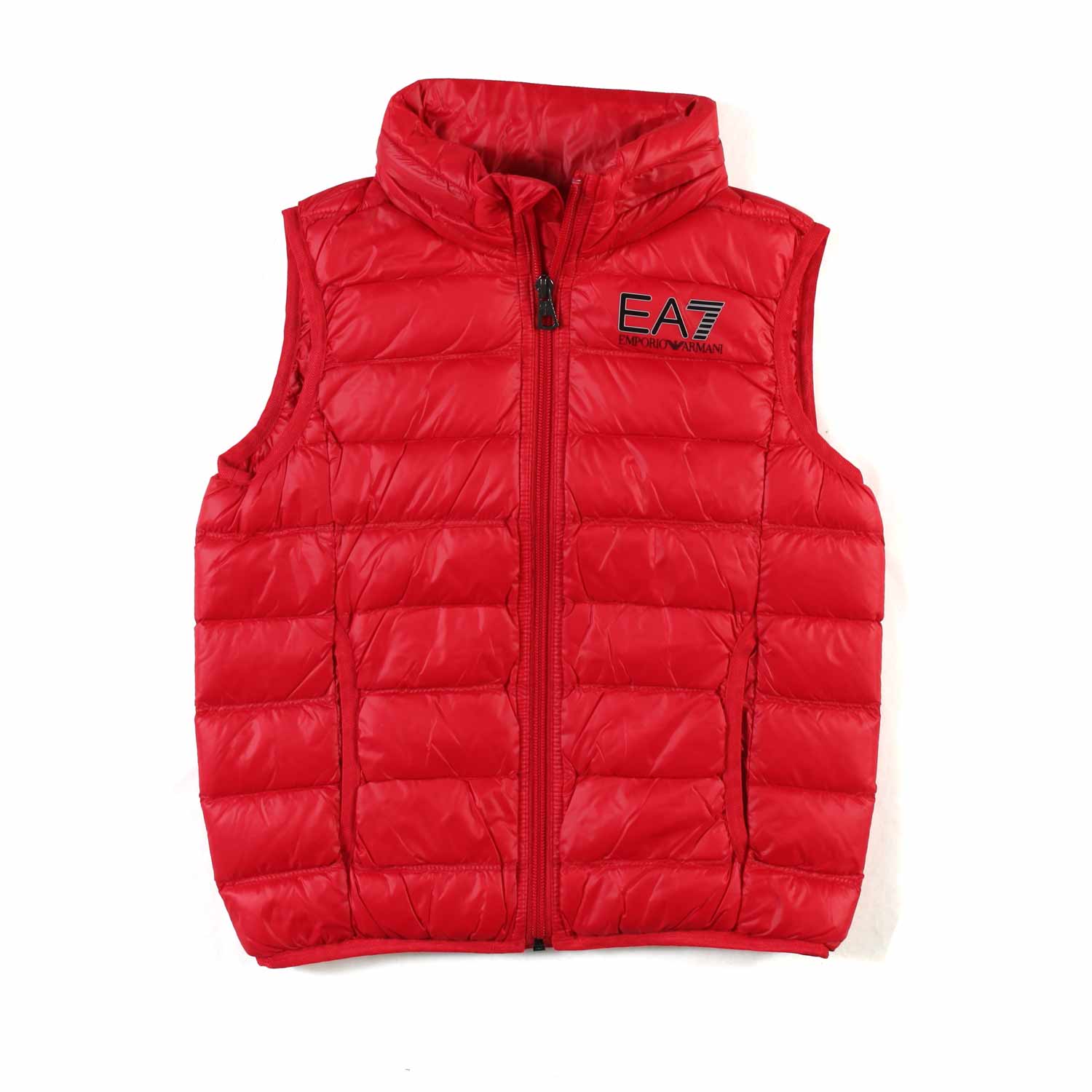 PIUMINO GILET ROSSO CON LOGO EA7 NERO - annameglio.com abbigliamento moda