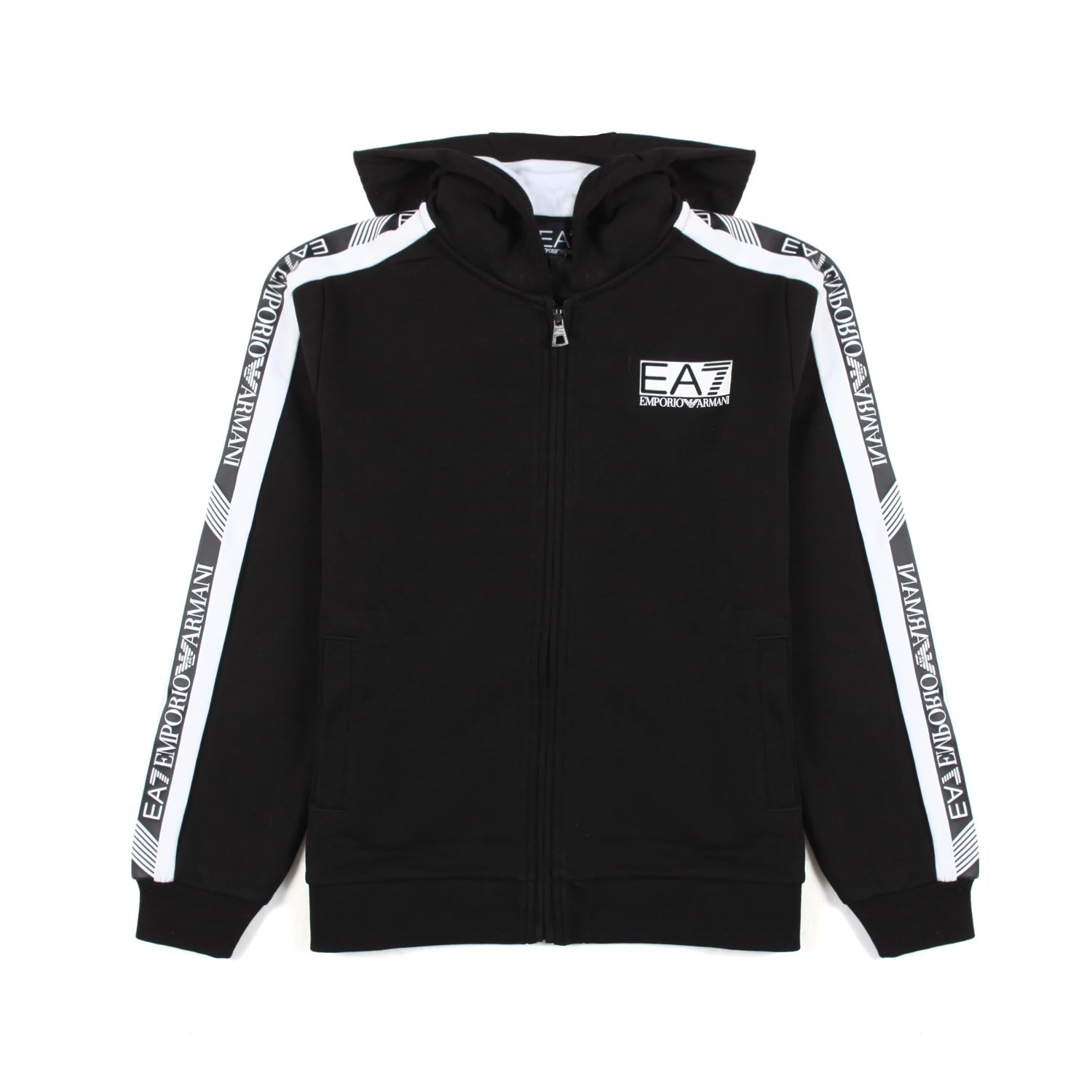 FELPA HOODIE NERA CON STRISCE BIANCHE - annameglio.com abbigliamento moda