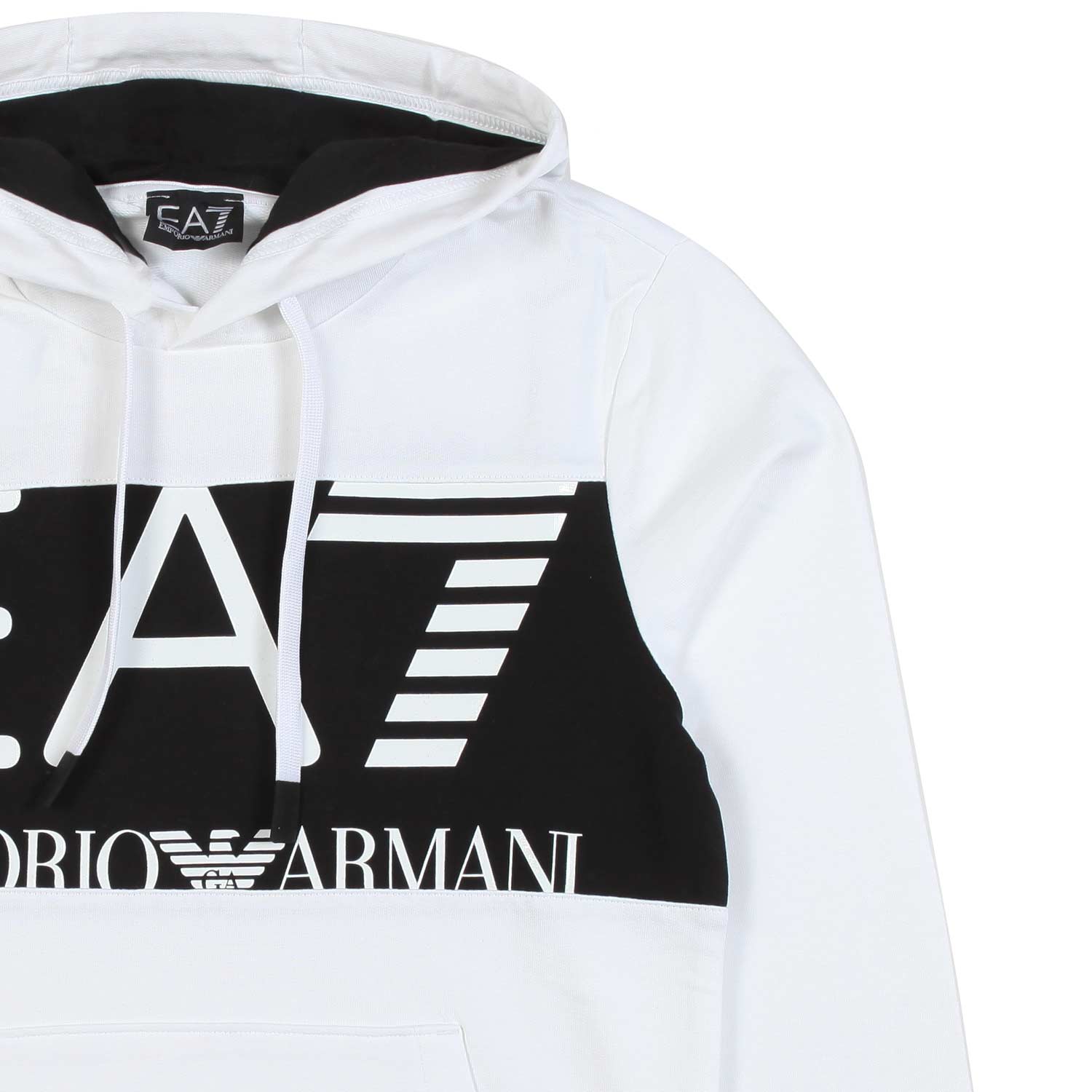 FELPA BIANCA CON CAPPUCCIO E MAXI LOGO EA7 - annameglio.com abbigliamento moda
