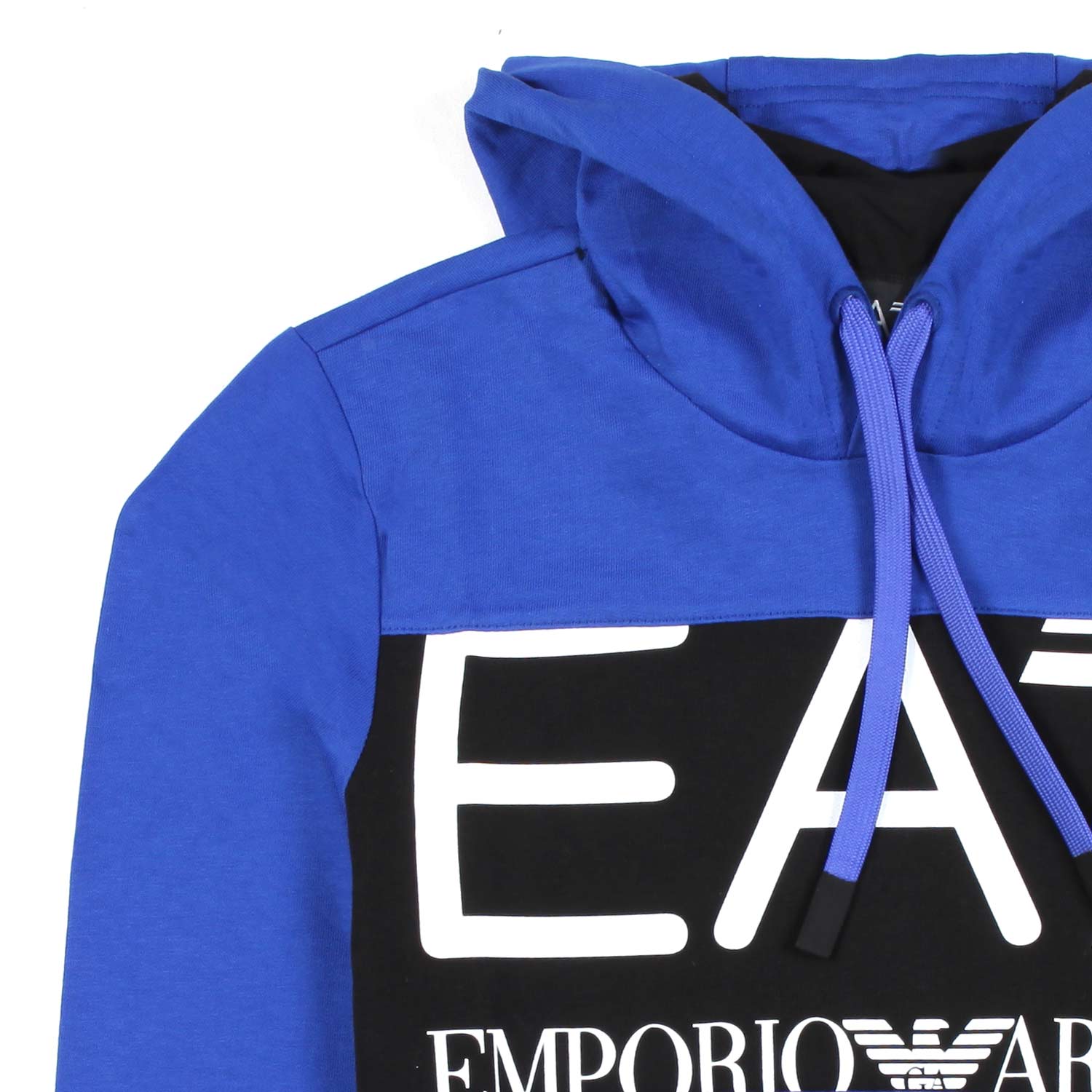FELPA BLU ROYAL CON CAPPUCCIO E LOGO EA7 - annameglio.com abbigliamento moda
