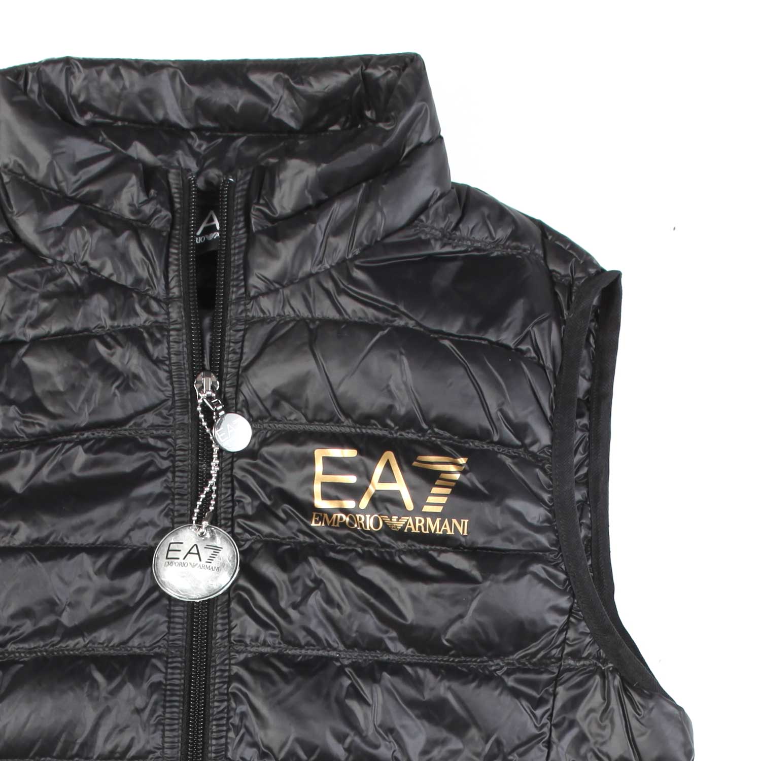 GILET CORE IDENTITY NERO CON LOGO EA7 ORO - annameglio.com abbigliamento moda