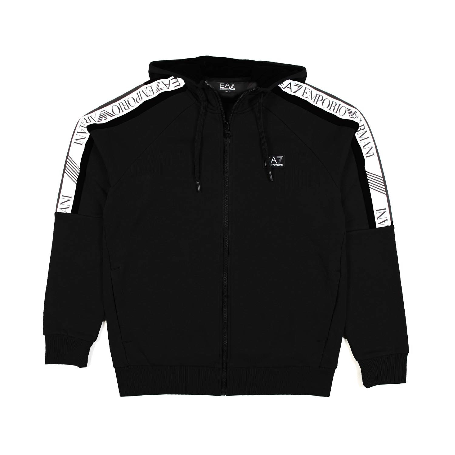 FELPA NERA CON CAPPUCCIO E STRISCE LOGO BIANCHE - annameglio.com abbigliamento moda