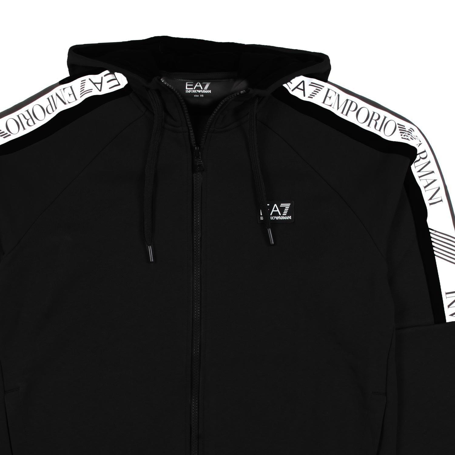 FELPA NERA CON CAPPUCCIO E STRISCE LOGO BIANCHE - annameglio.com abbigliamento moda