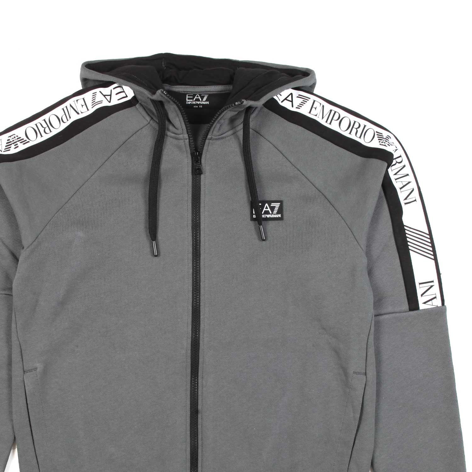 FELPA GRIGIA CON CAPPUCCIO E STRISCE LOGO BIANCHE - annameglio.com abbigliamento moda