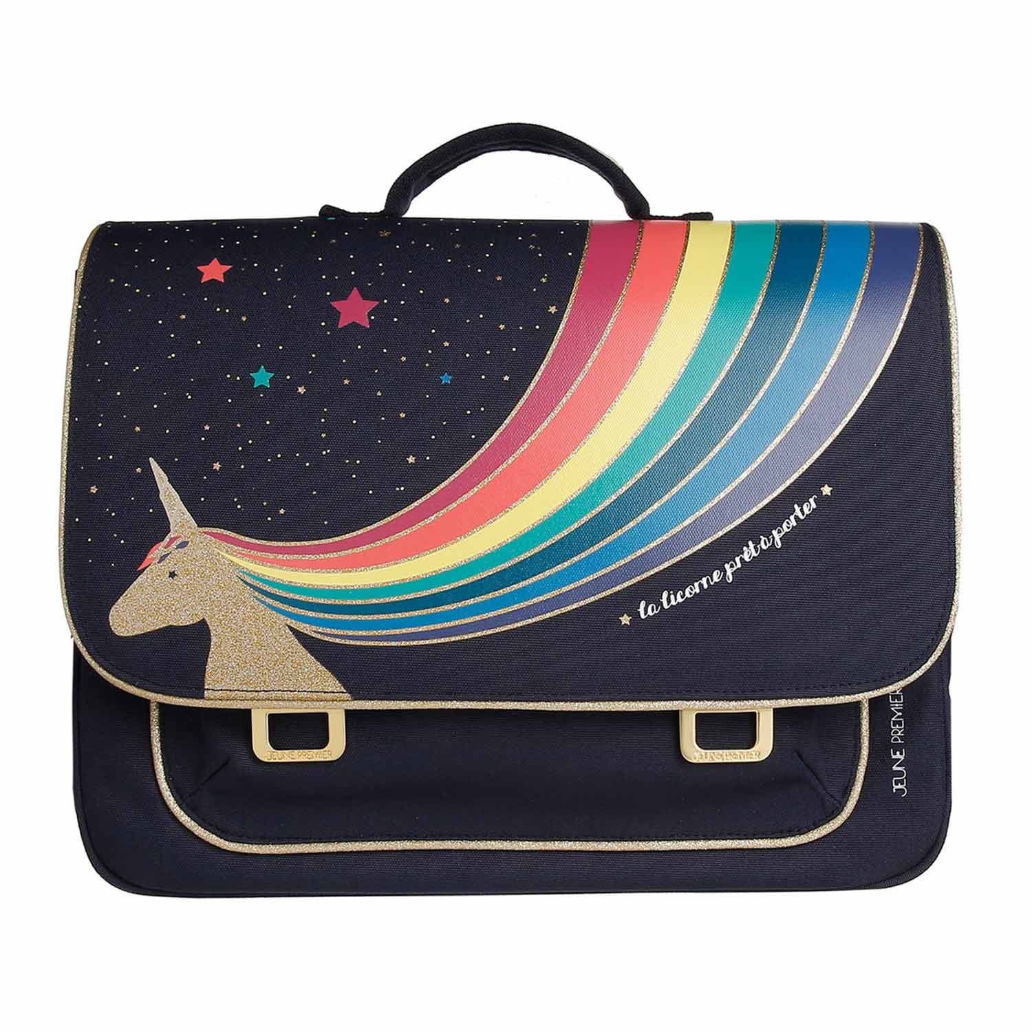 CARTELLA UNICORN GOLD MIDI BLU NAVY BAMBINA - annameglio.com abbigliamento moda