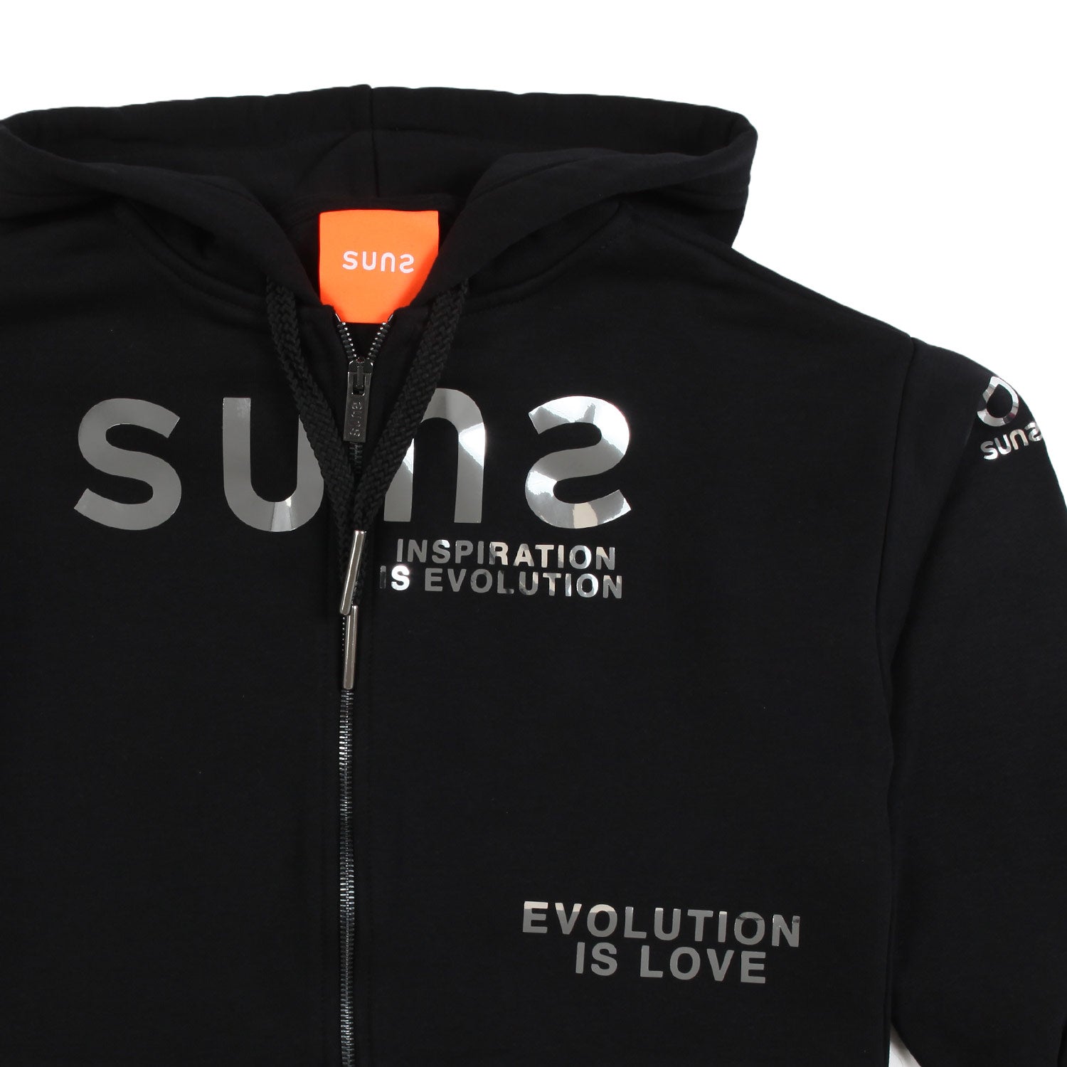 FELPA HOODIE NERA CON LOGO SILVER E ZIP - annameglio.com abbigliamento moda