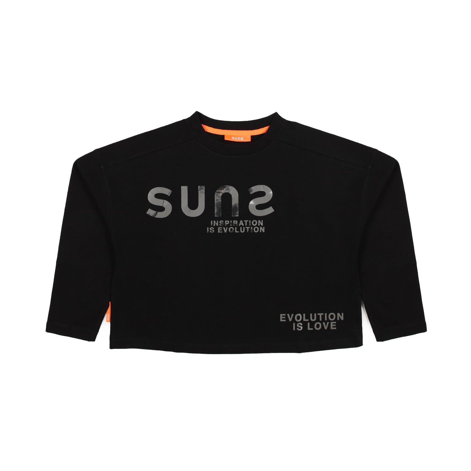 T-SHIRT CROPPED MANICA LUNGA NERA CON LOGO SILVER - annameglio.com abbigliamento moda