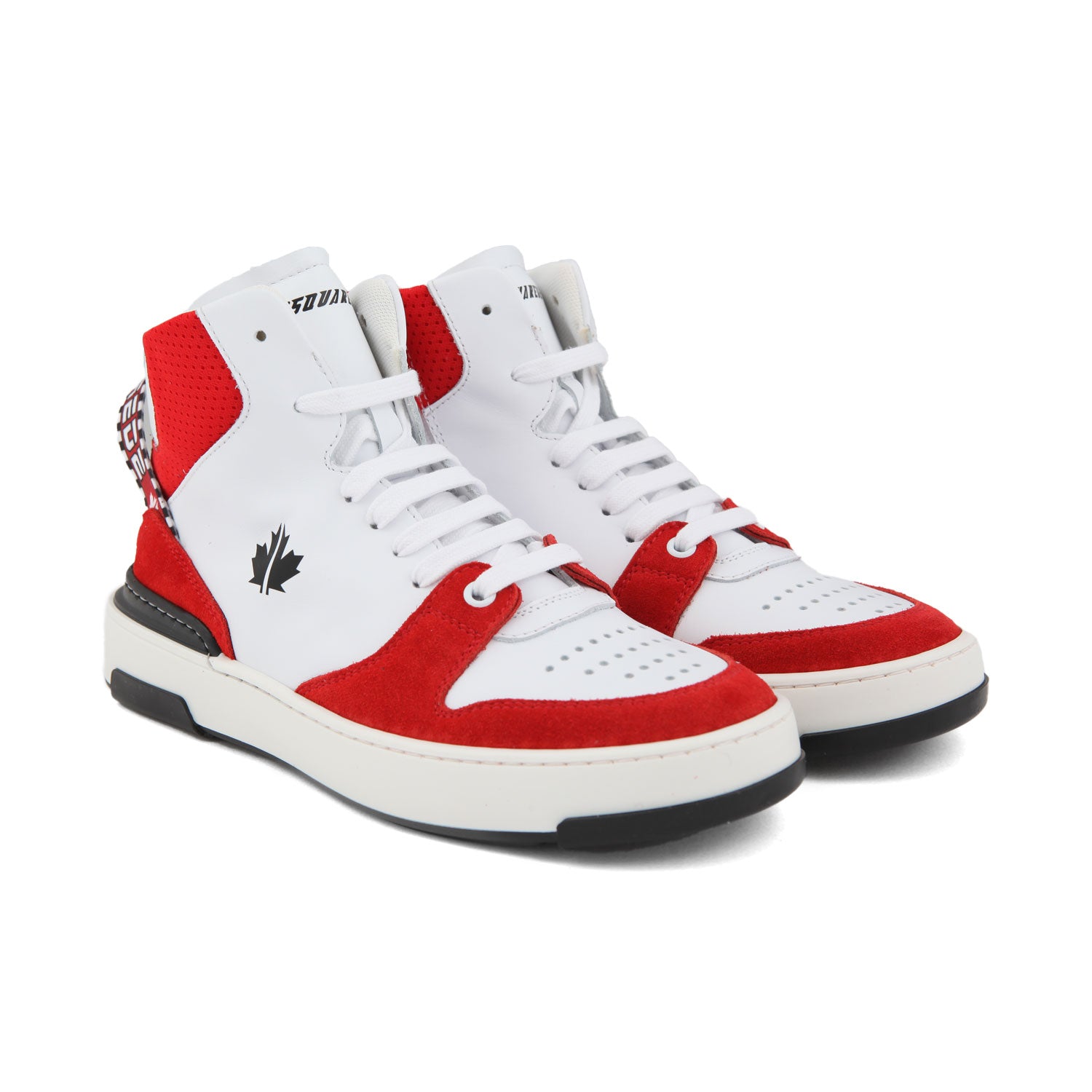 SNEAKER HIGH-TOP BIANCA E ROSSA CON DETTAGLI NERI - annameglio.com abbigliamento moda