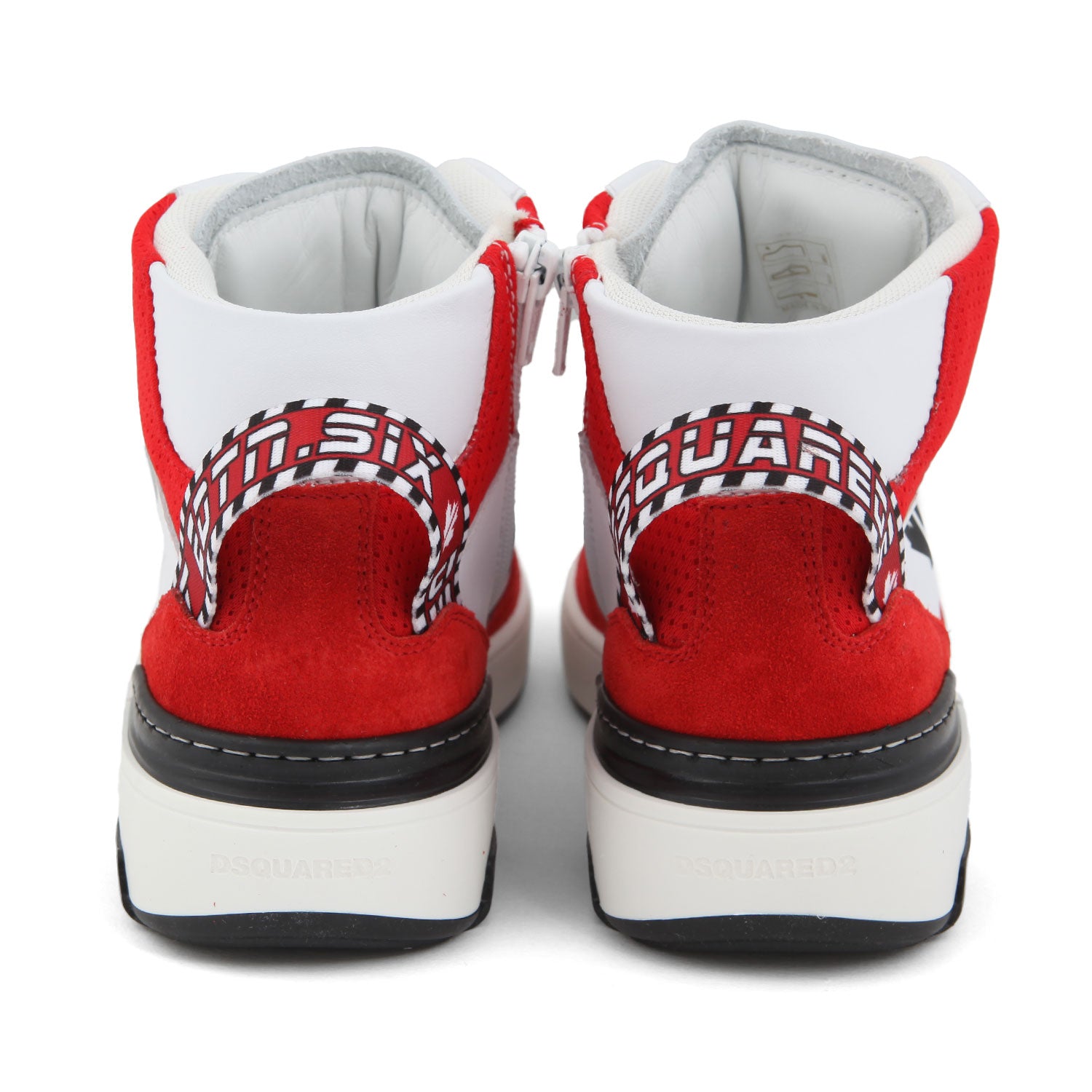 SNEAKER HIGH-TOP BIANCA E ROSSA CON DETTAGLI NERI - annameglio.com abbigliamento moda