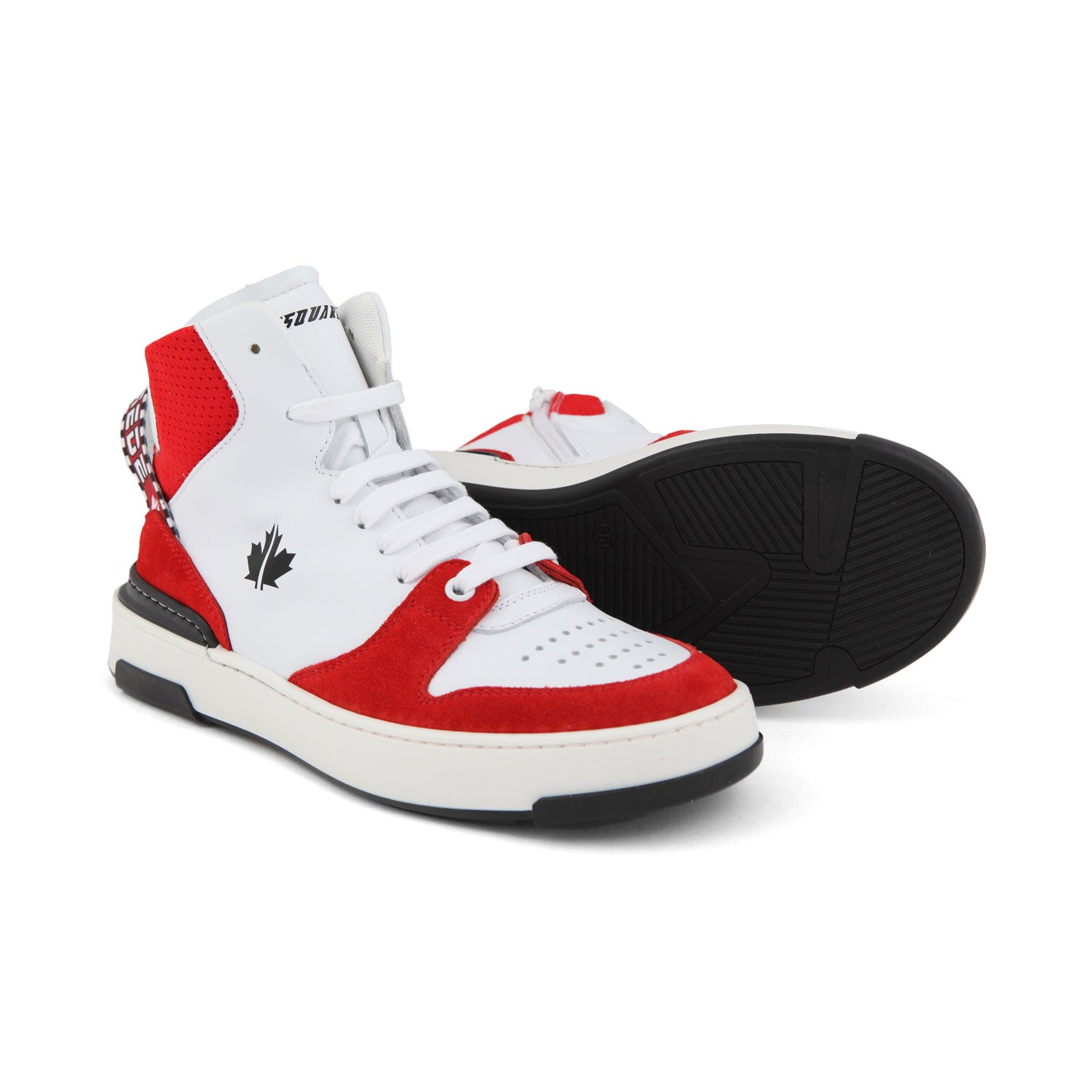 SNEAKER HIGH-TOP BIANCA E ROSSA CON DETTAGLI NERI - annameglio.com abbigliamento moda