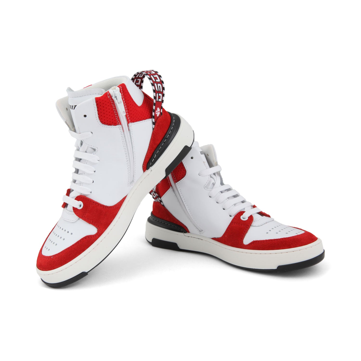 SNEAKER HIGH-TOP BIANCA E ROSSA CON DETTAGLI NERI - annameglio.com abbigliamento moda