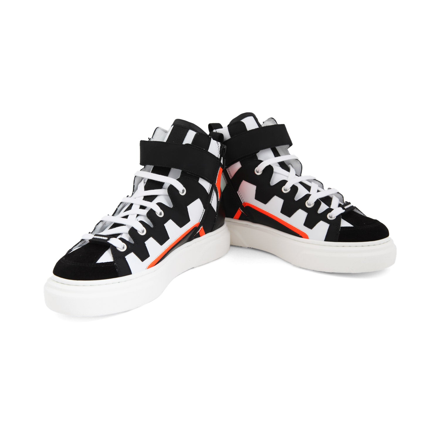 SNEAKER HIGH-TOP NERA E BIANCA CON DETTAGLI FLUO - annameglio.com abbigliamento moda