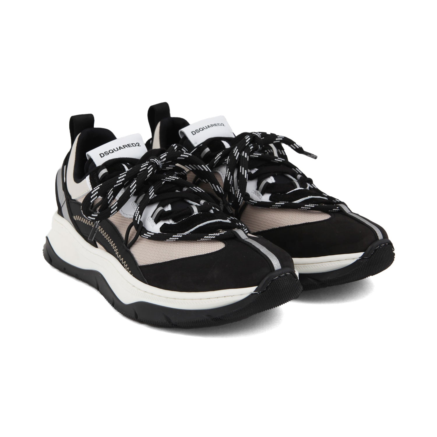 SNEAKER UNISEX NERA CON DETTAGLI BEIGE E BIANCHI - annameglio.com abbigliamento moda