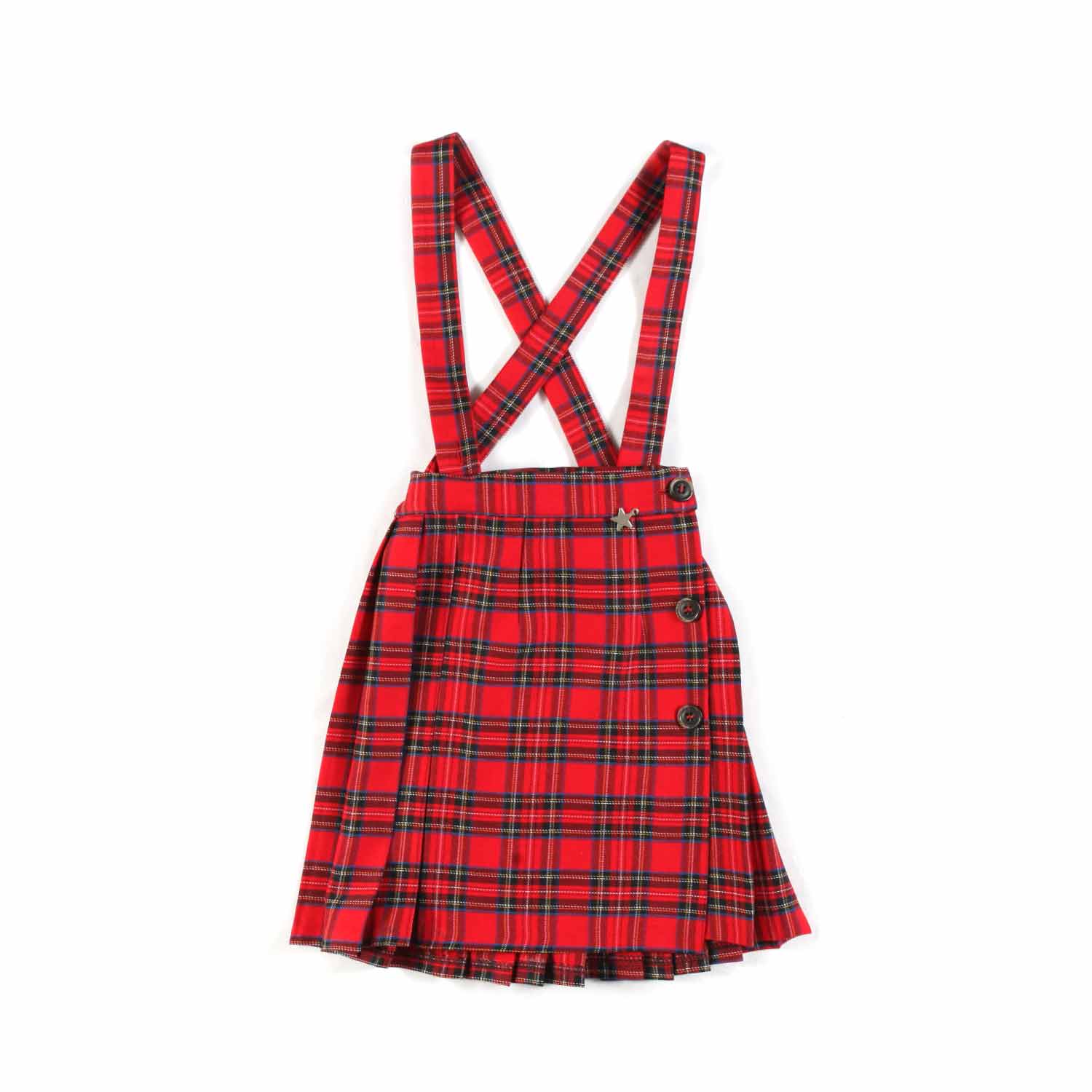 GONNA TARTAN ROSSA CON BRETELLE BAMBINA E TEEN - annameglio.com abbigliamento moda