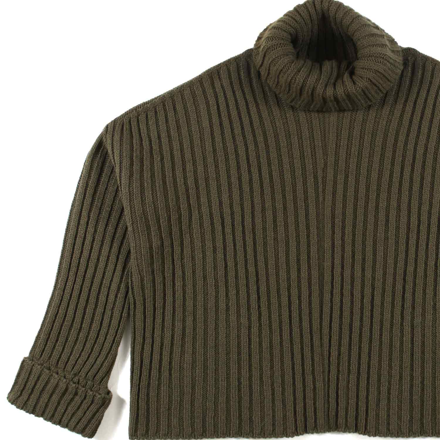 MAGLIONE DOLCEVITA CROPPED VERDE MILITARE - annameglio.com abbigliamento moda