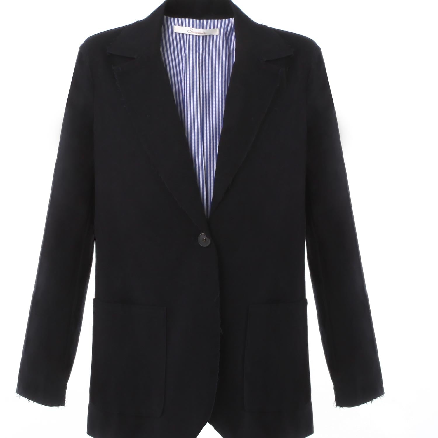 GIACCA BLU NAVY CON FODERA A RIGHE - annameglio.com abbigliamento moda