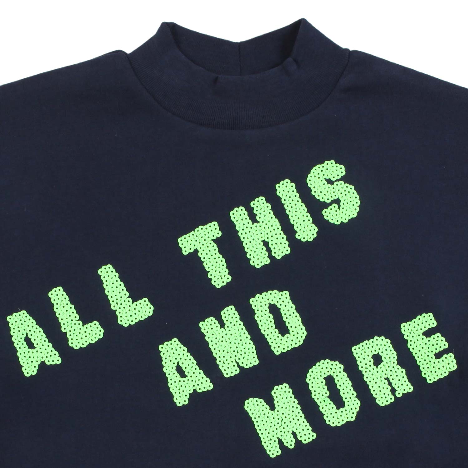 FELPA OVER BLU CON PAILLETTES VERDE FLUO - annameglio.com abbigliamento moda